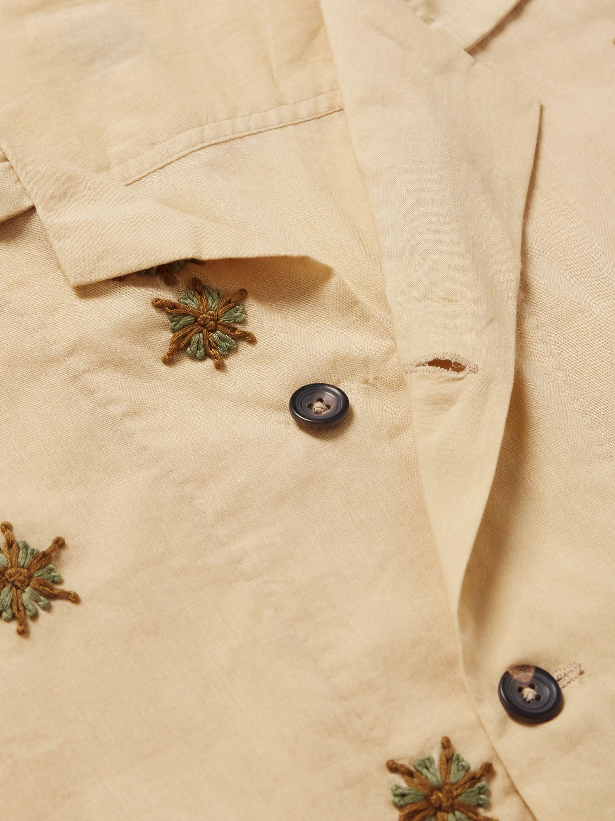 Camp-Collar Embroidered Cotton Shirt view