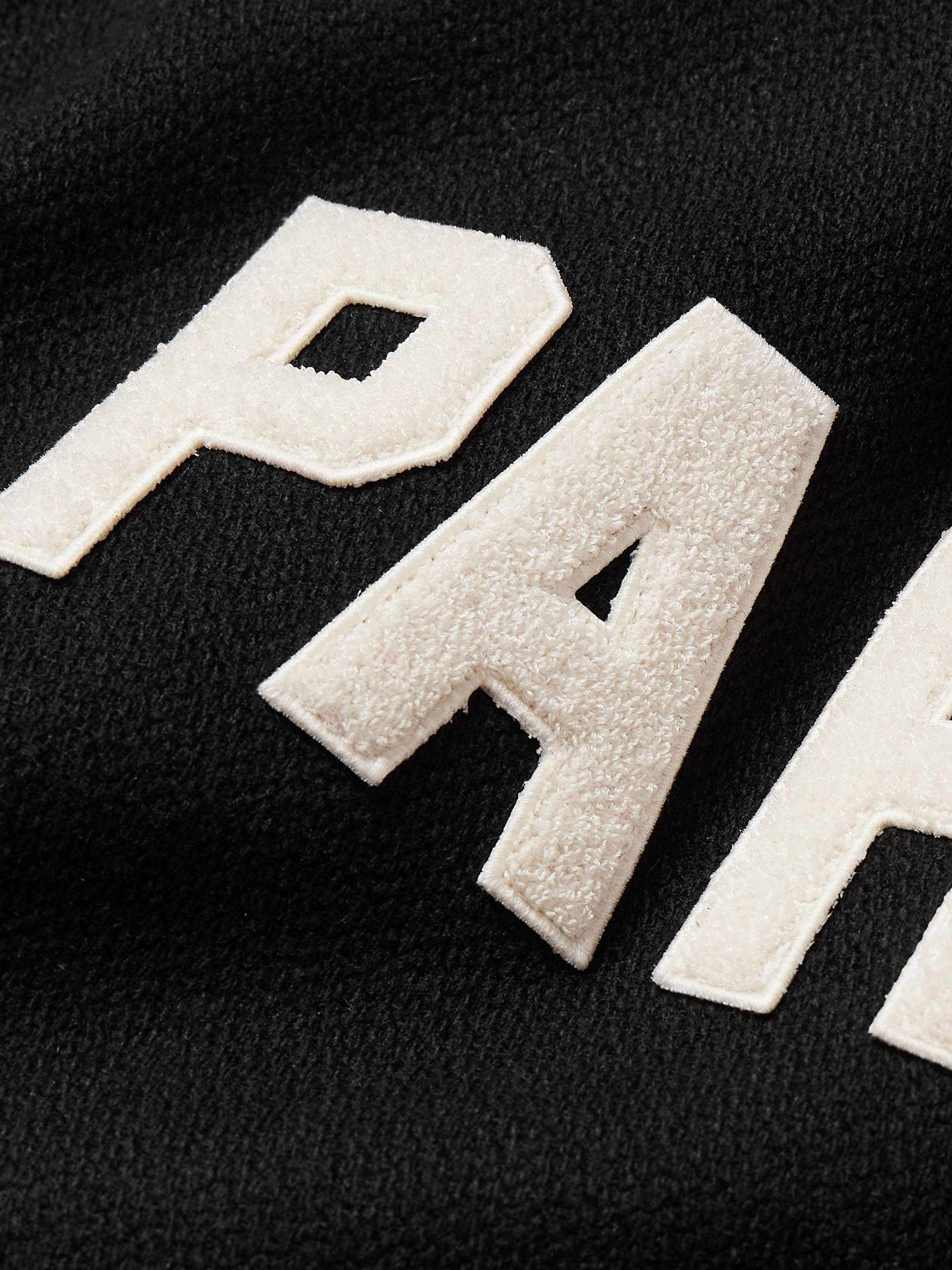 Teddy Logo-Appliquéd Leather-Trimmed Wool-Blend Bomber Jacket view