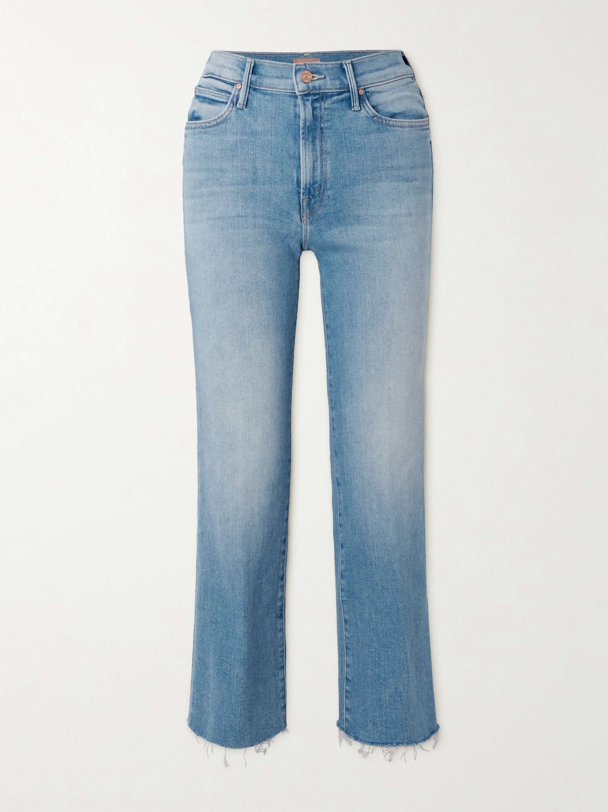 The Kick It Ankle Fray distressed high-rise straight-leg jeans hero visual