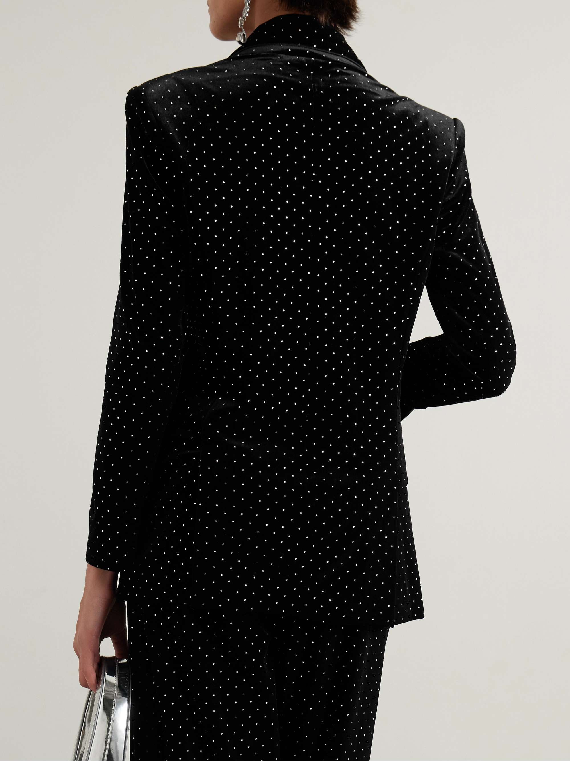 Quinn double-breasted crystal-embellished velvet blazer view