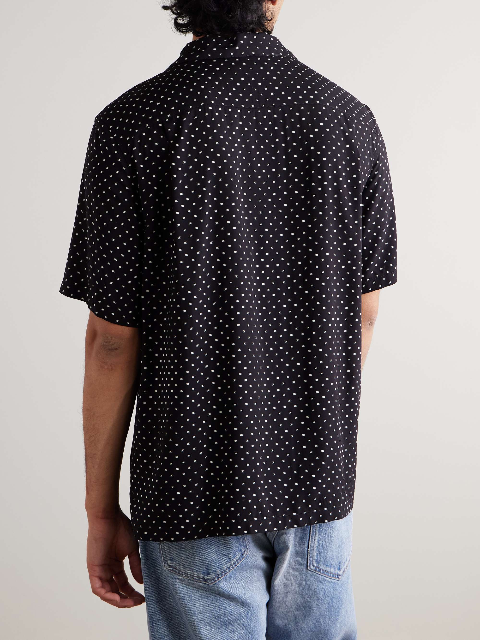 Convertible-Collar Logo-Print Woven Shirt view