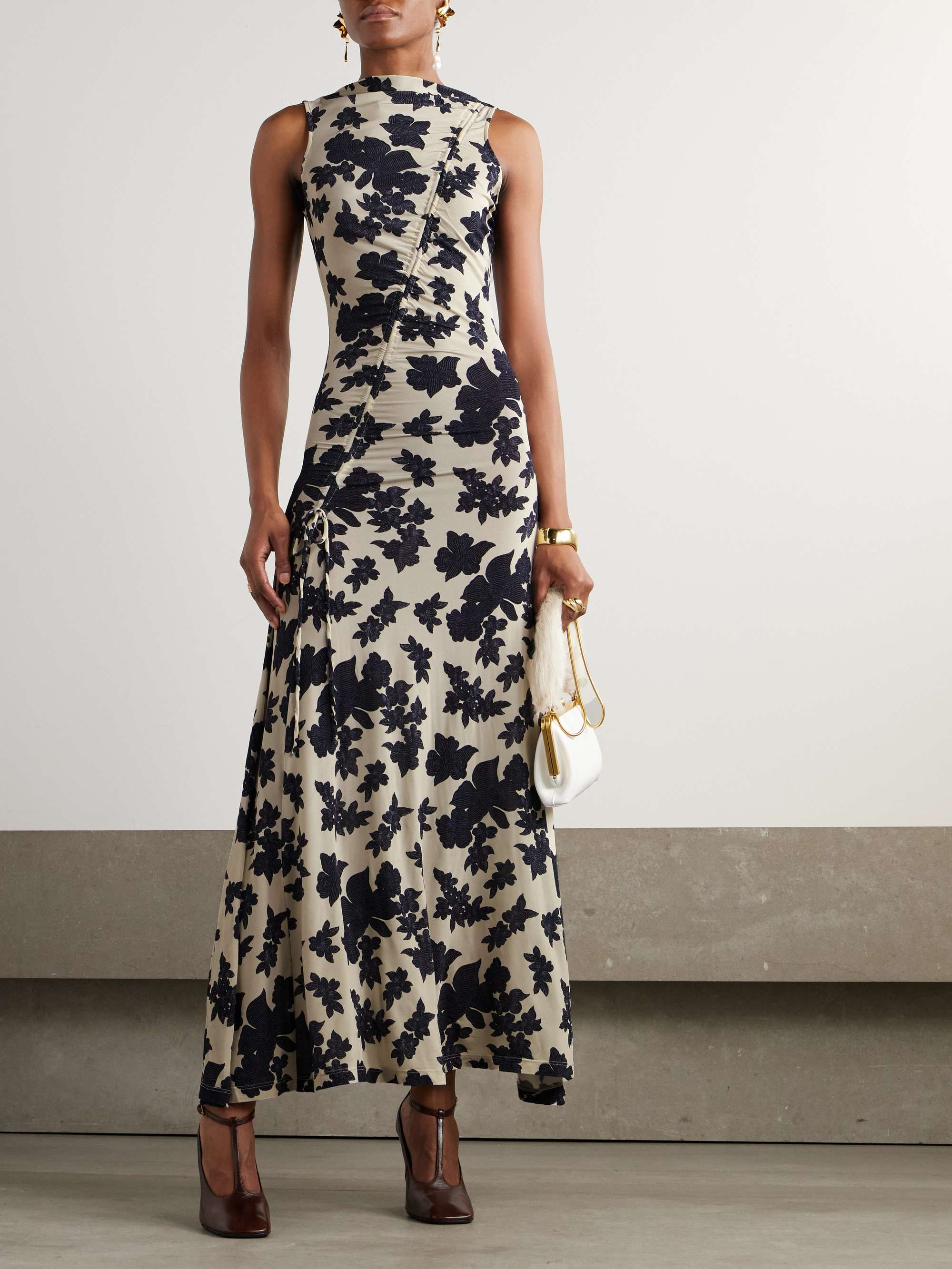 Natalia pleated floral-print stretch-jersey maxi dress view