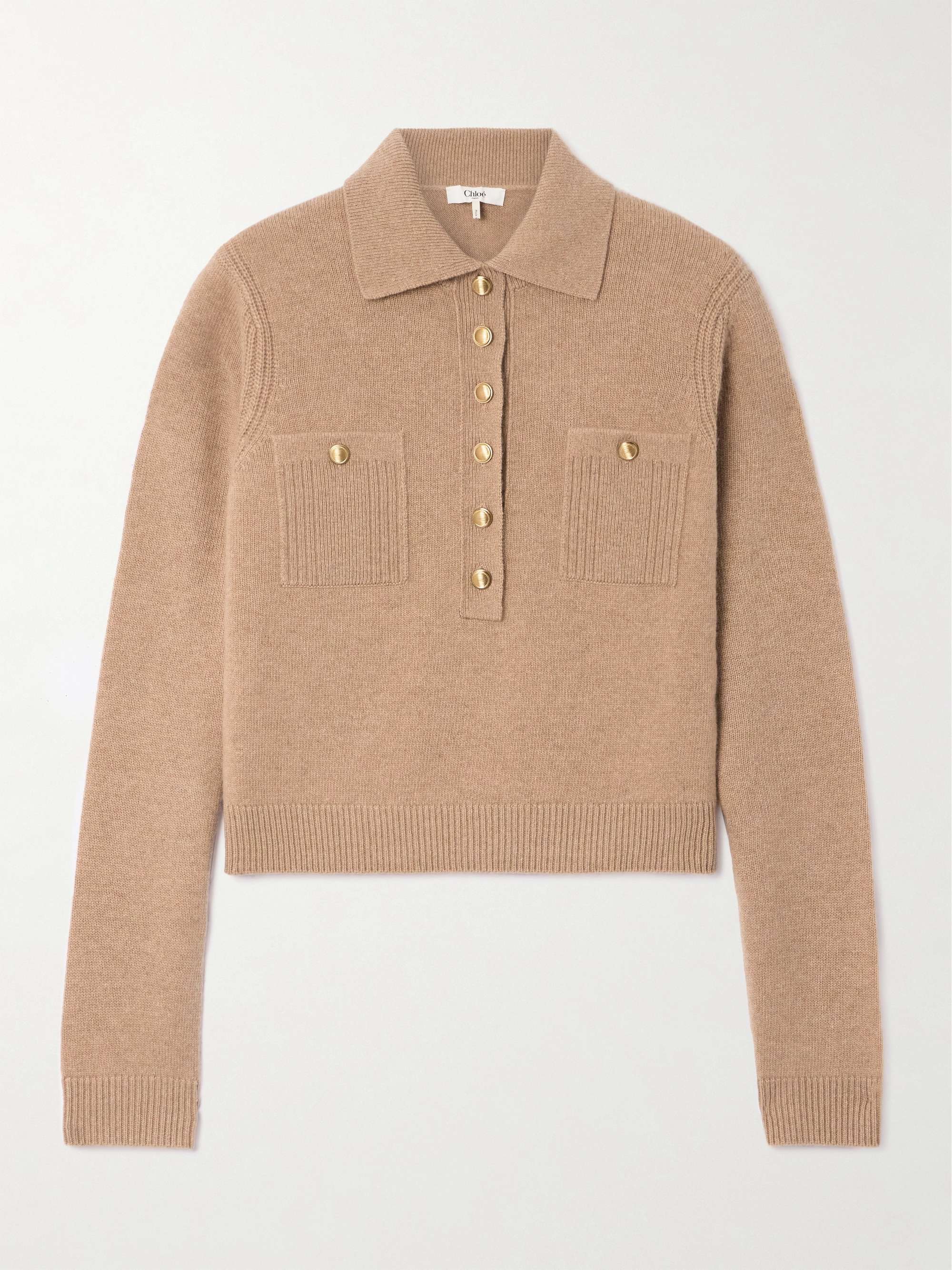 Ribbed wool and cashmere-blend polo sweater hero visual