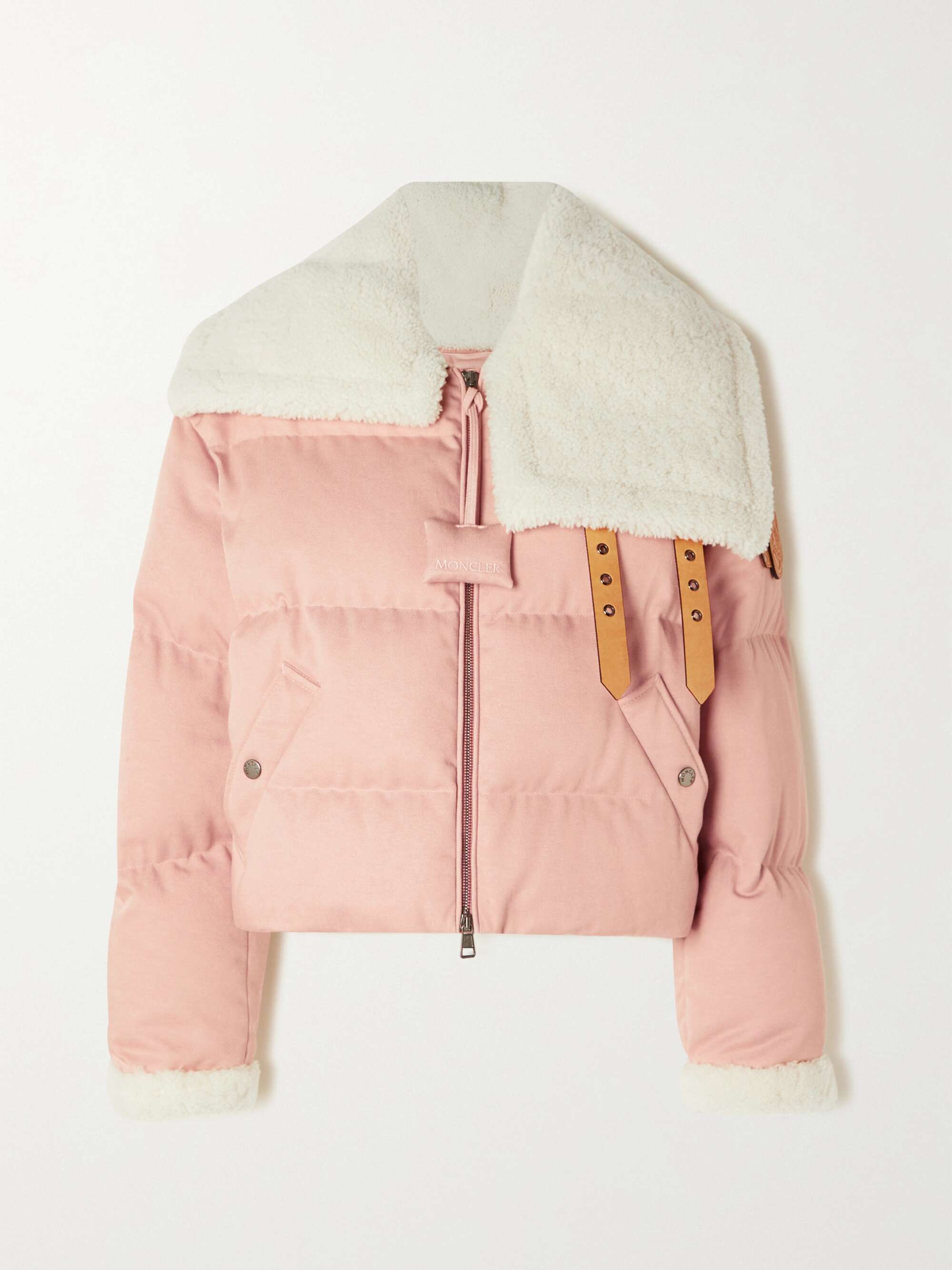 + JW Anderson Penygarder shearling-trimmed quilted denim down jacket hero visual