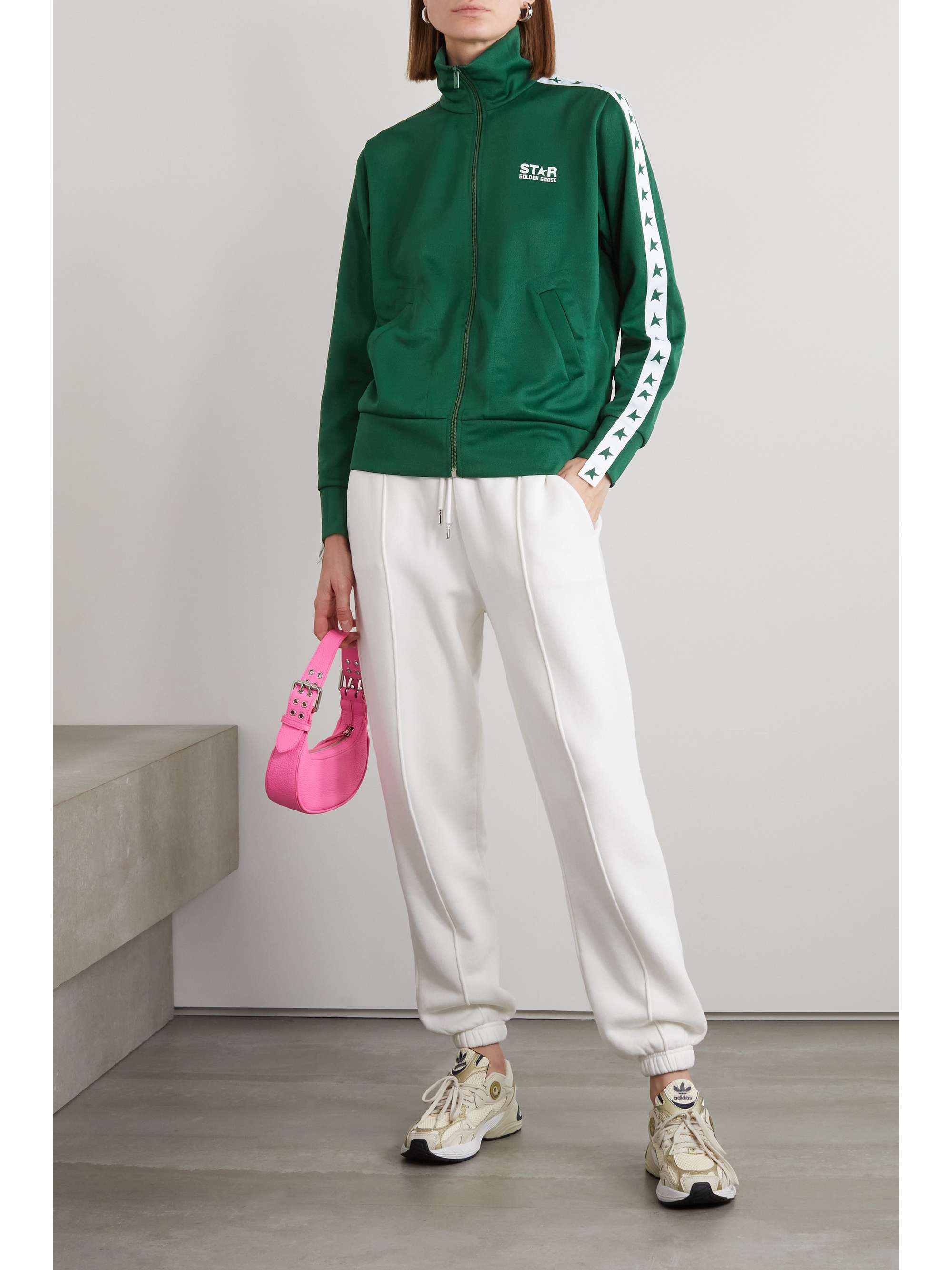 Webbing-trimmed piqué track jacket view