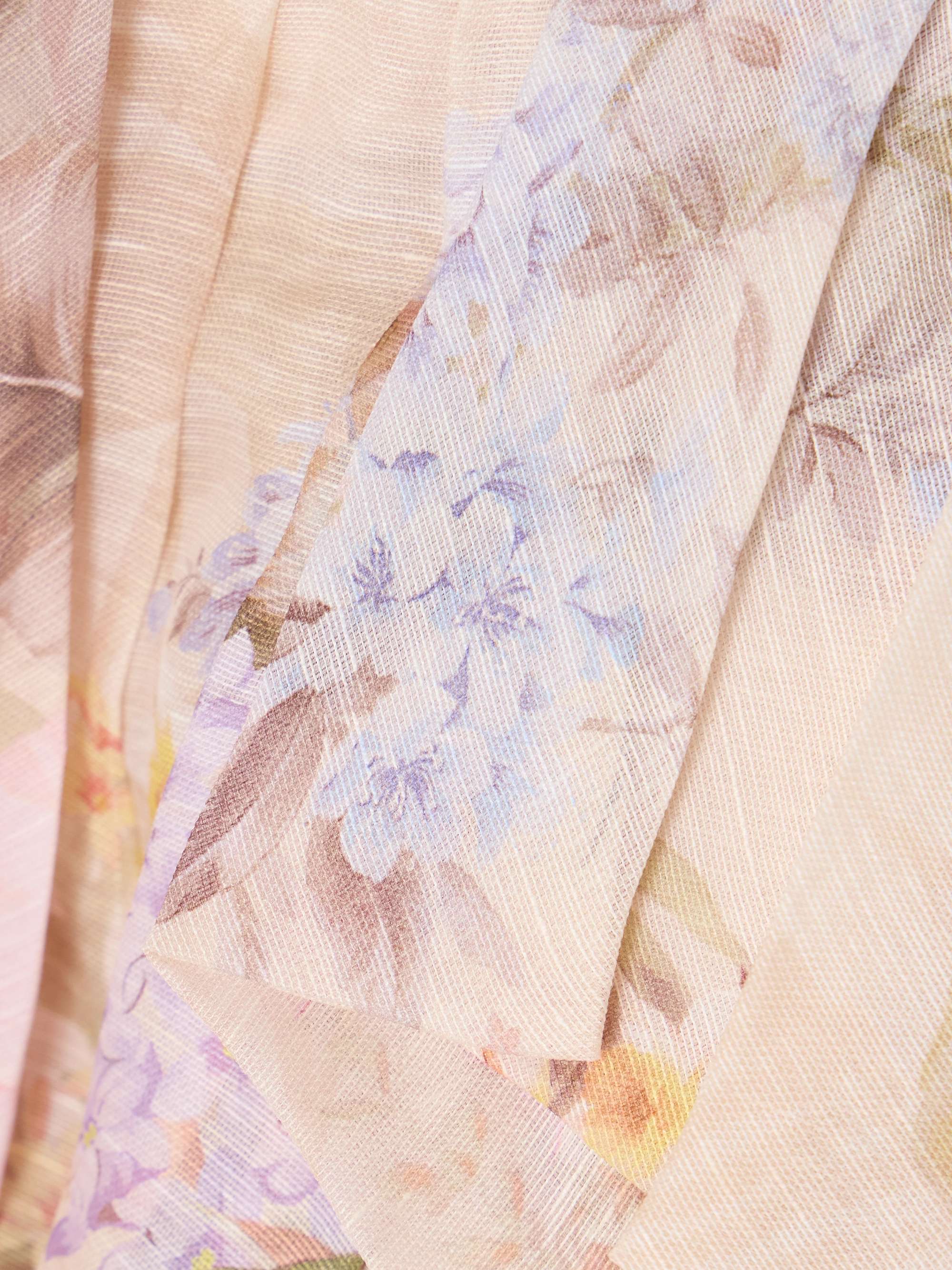 Illuminate draped floral-print linen and silk-blend mini dress view