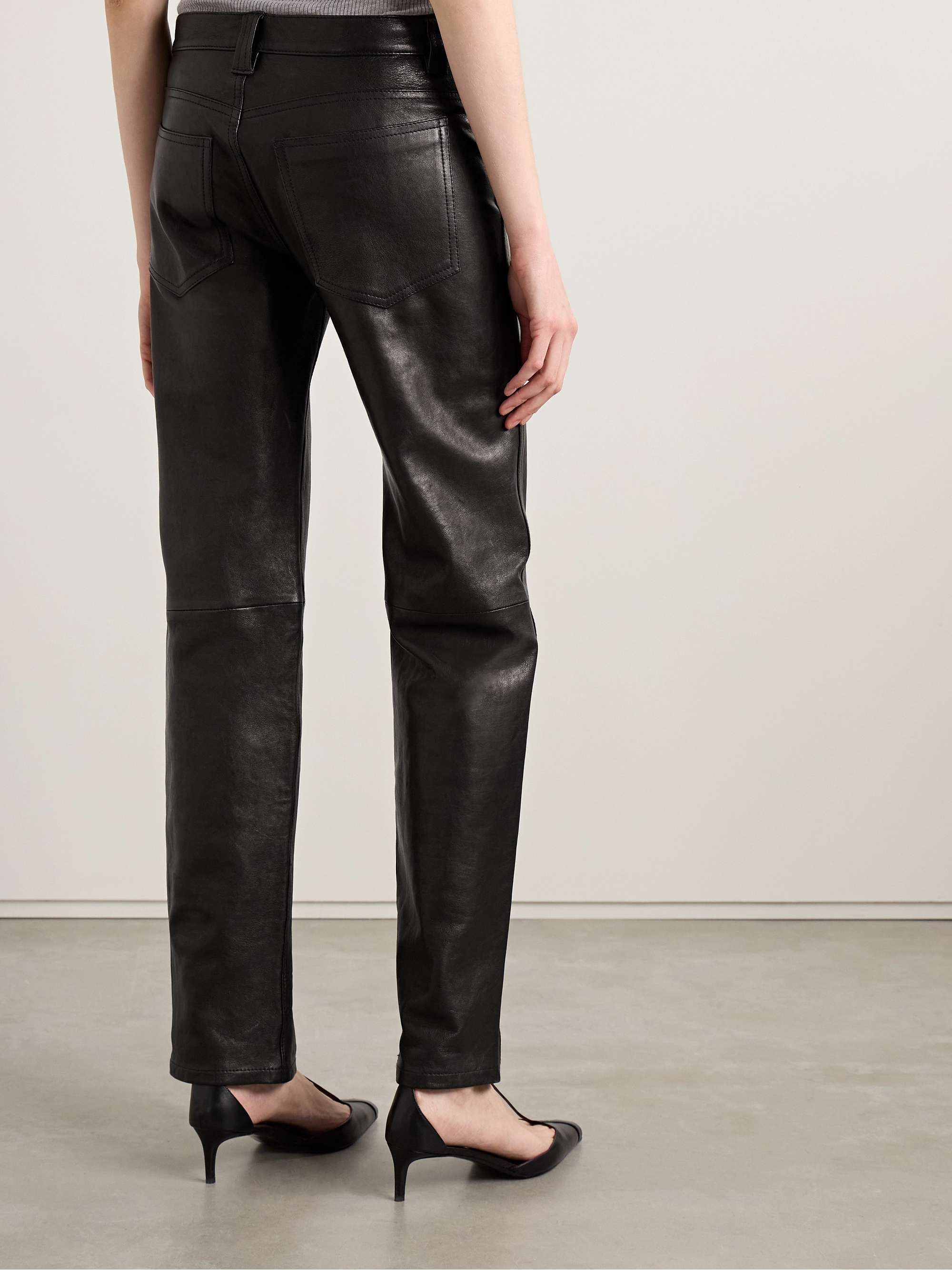 Emmet leather straight-leg pants view