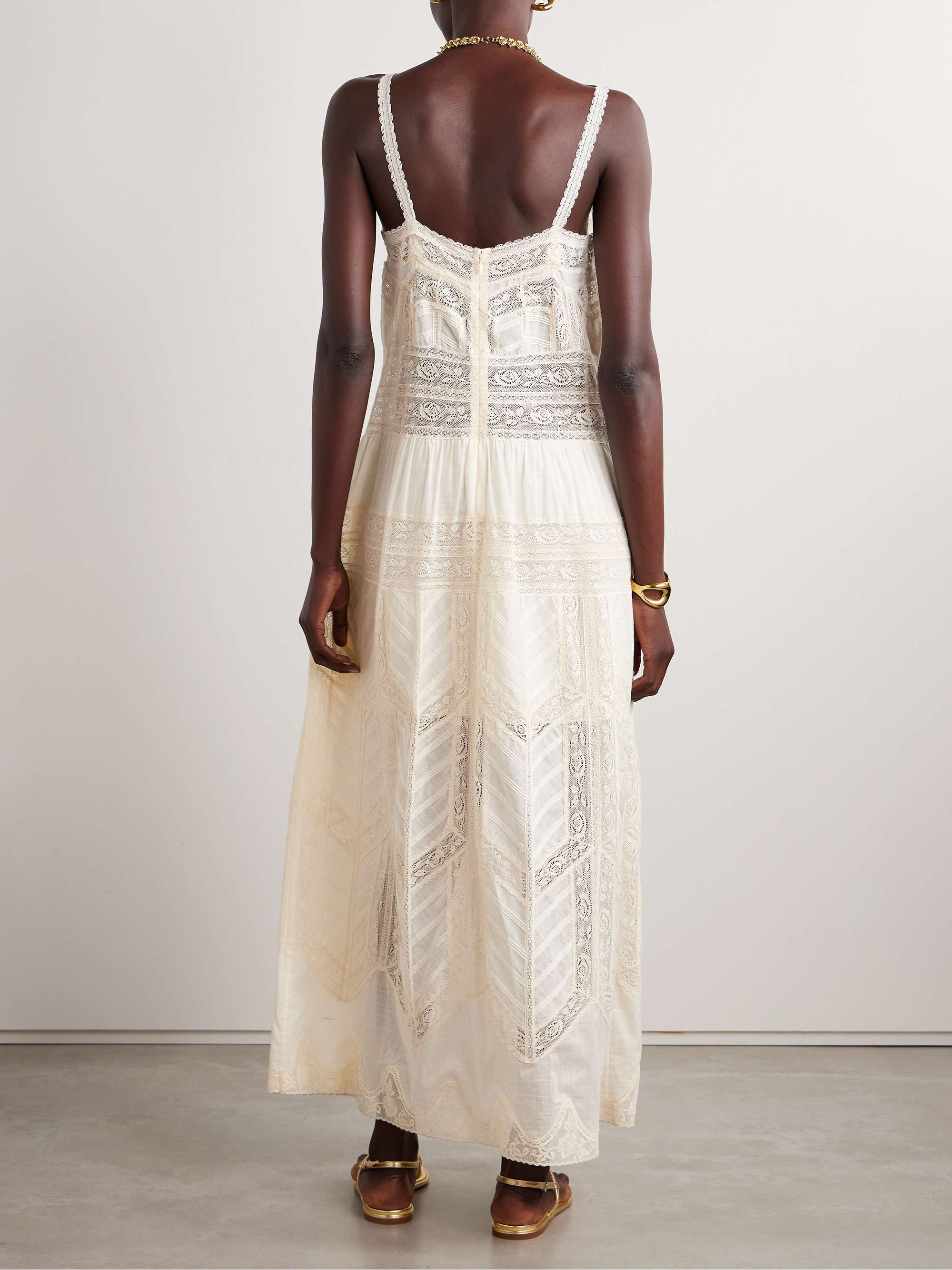 Acacia lace-trimmed cotton-voile maxi dress view