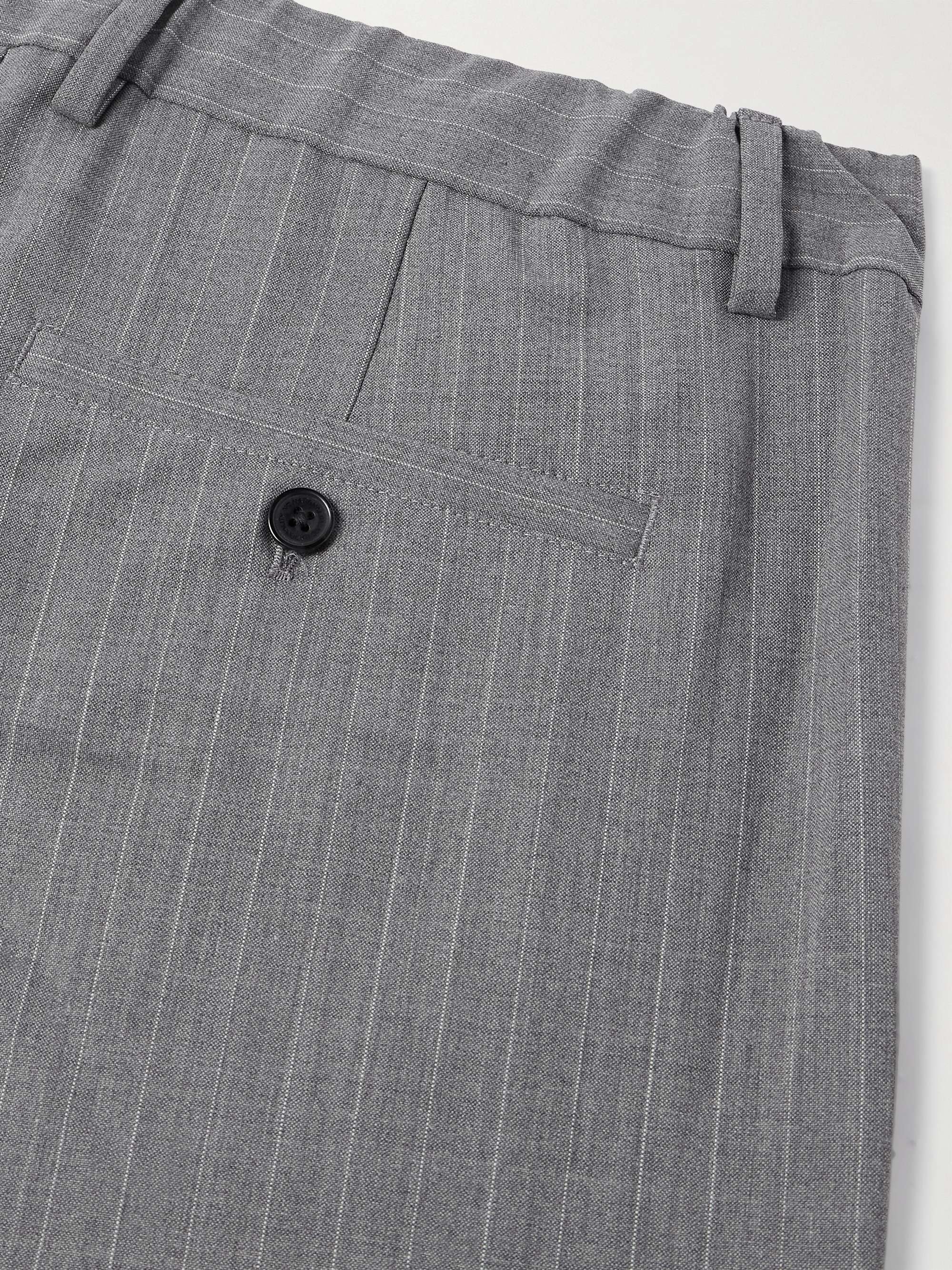 Kay 1088 Tapered Pleated Pinstriped Recycled Woven Trousers view