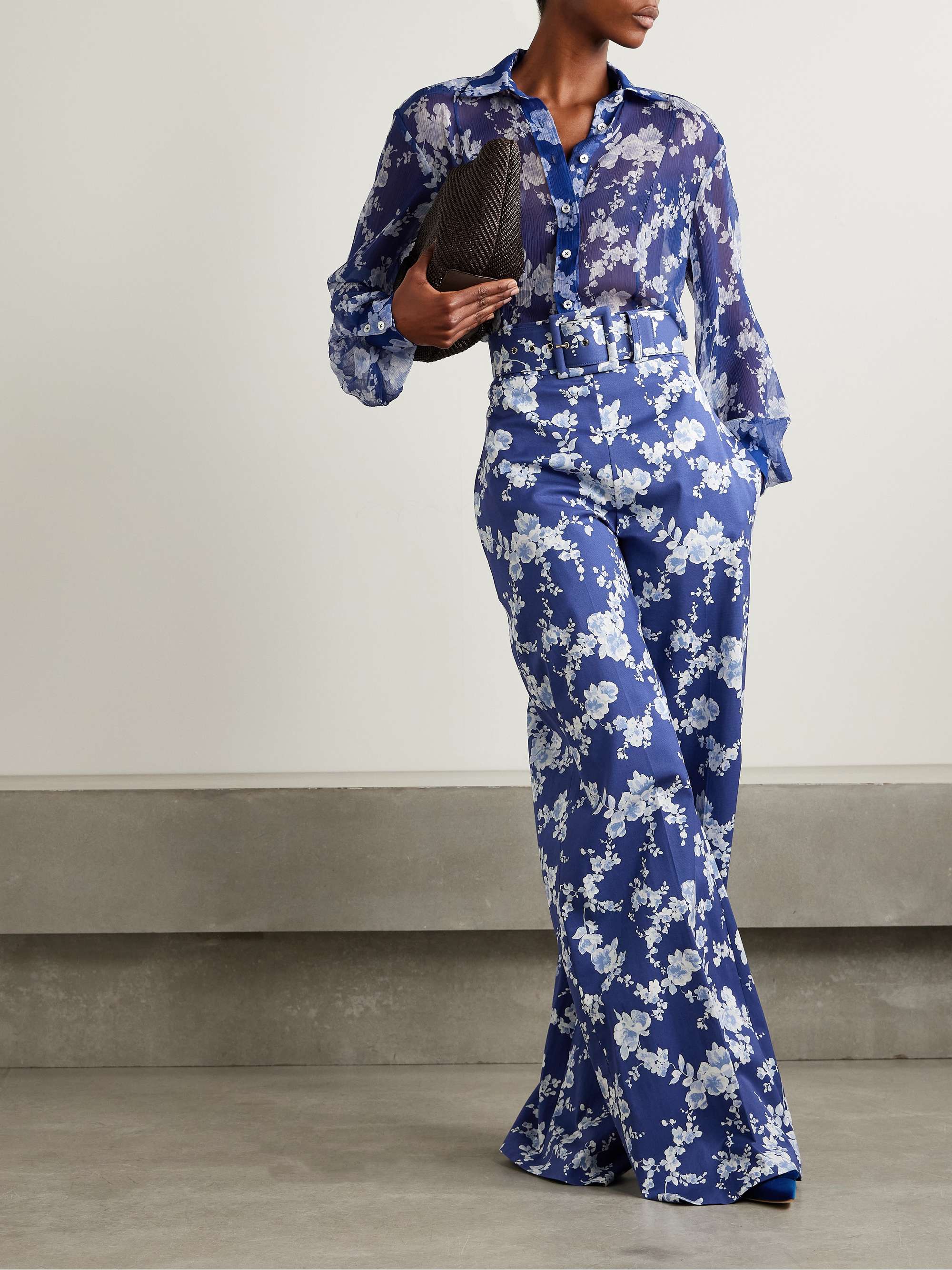 Floral-print silk-crepon shirt view