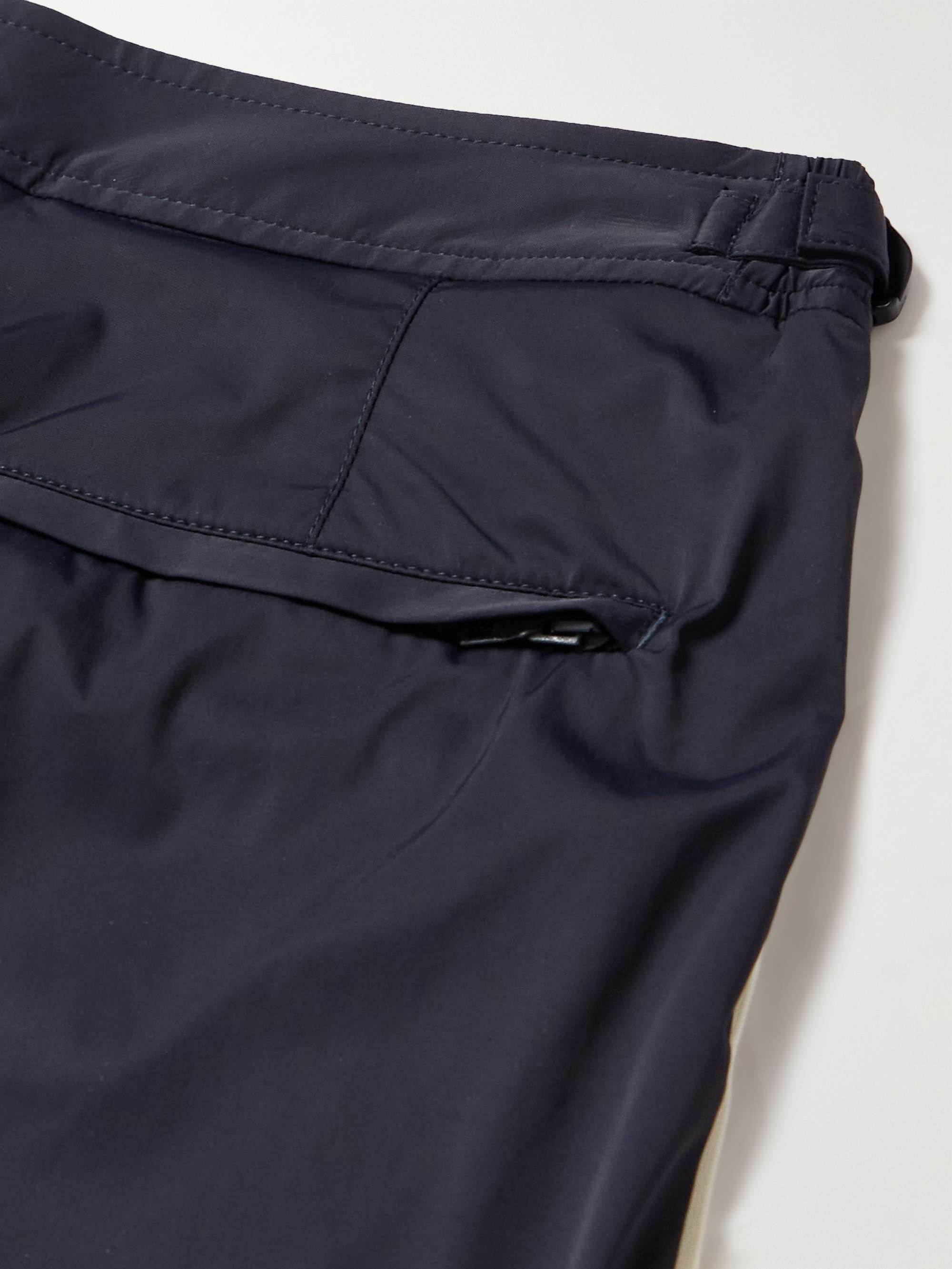 Bulldog Straight-Leg Mid-Length Striped Swim Shorts view