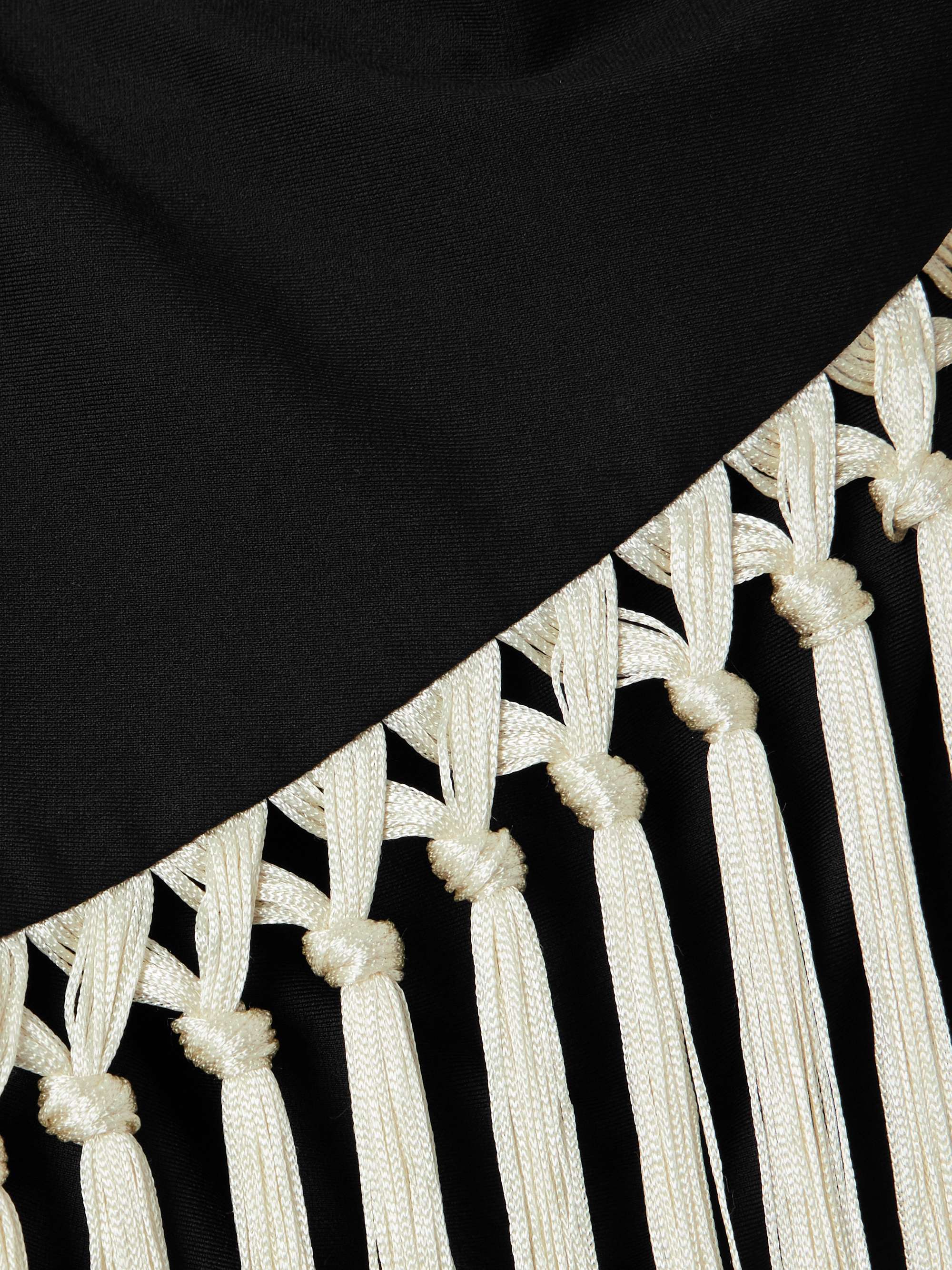 Yacare one-shoulder swimsuit and fringed pareo set view