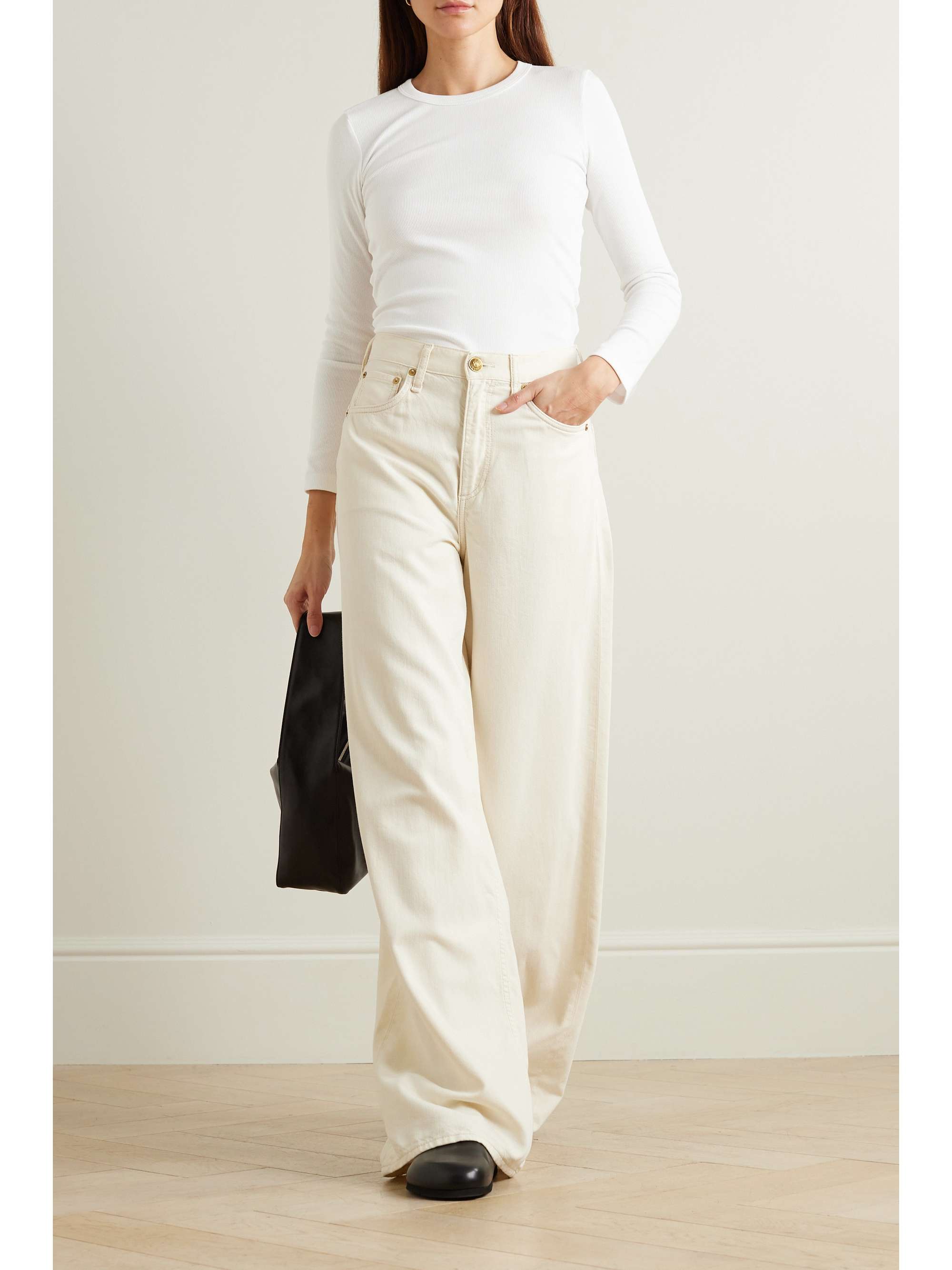Kelly ribbed stretch-cotton jersey top view