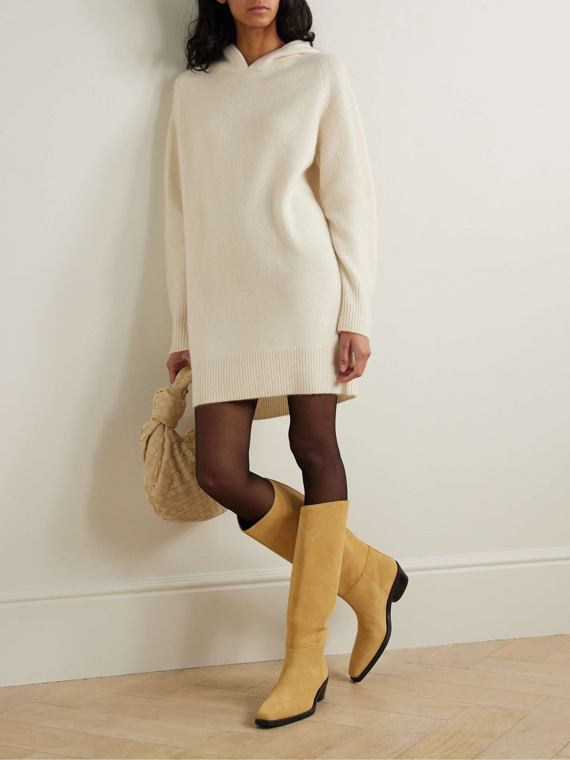 Hooded cashmere sweater dress view