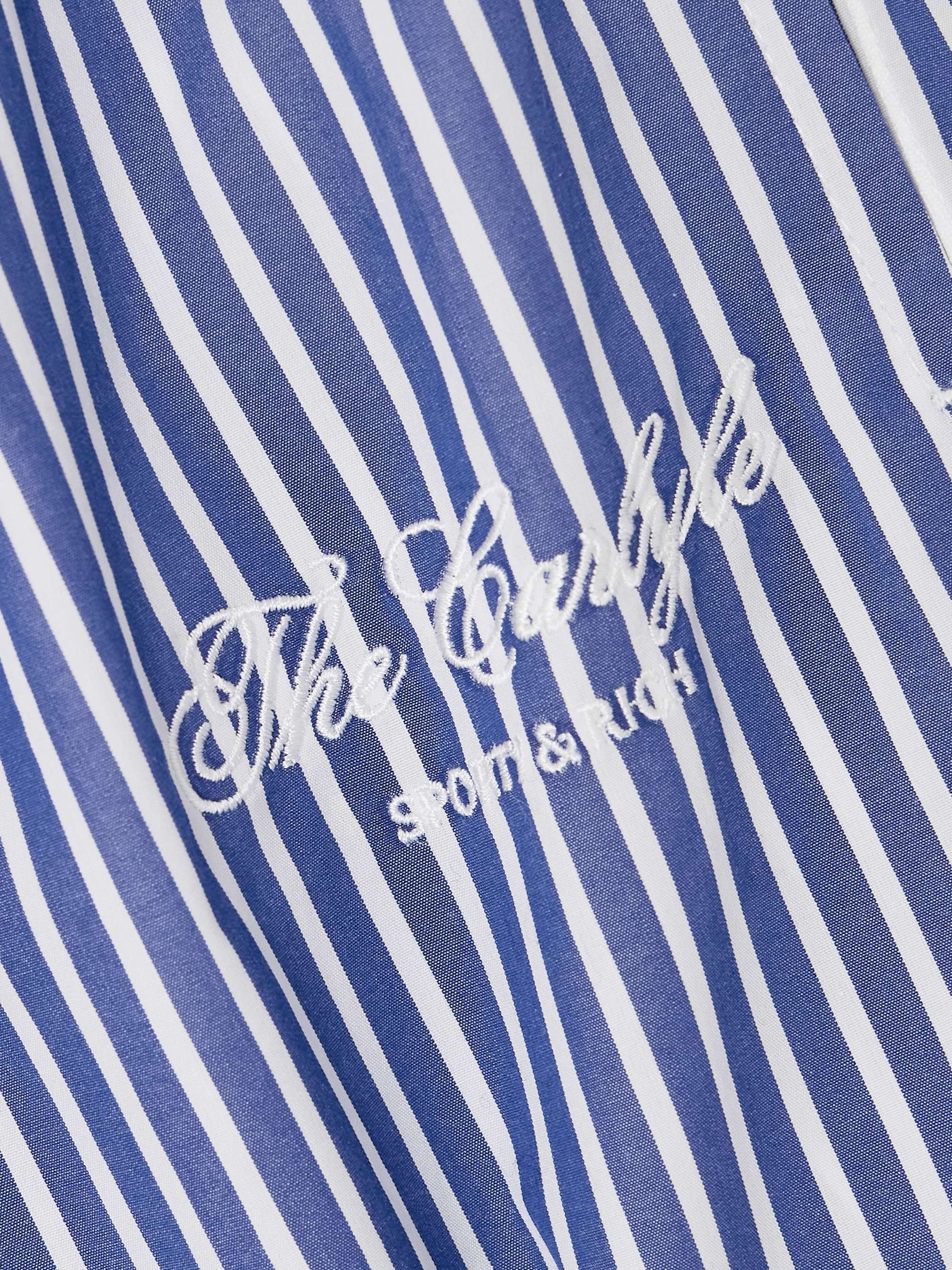 + The Carlyle embroidered striped cotton-poplin pajama pants view