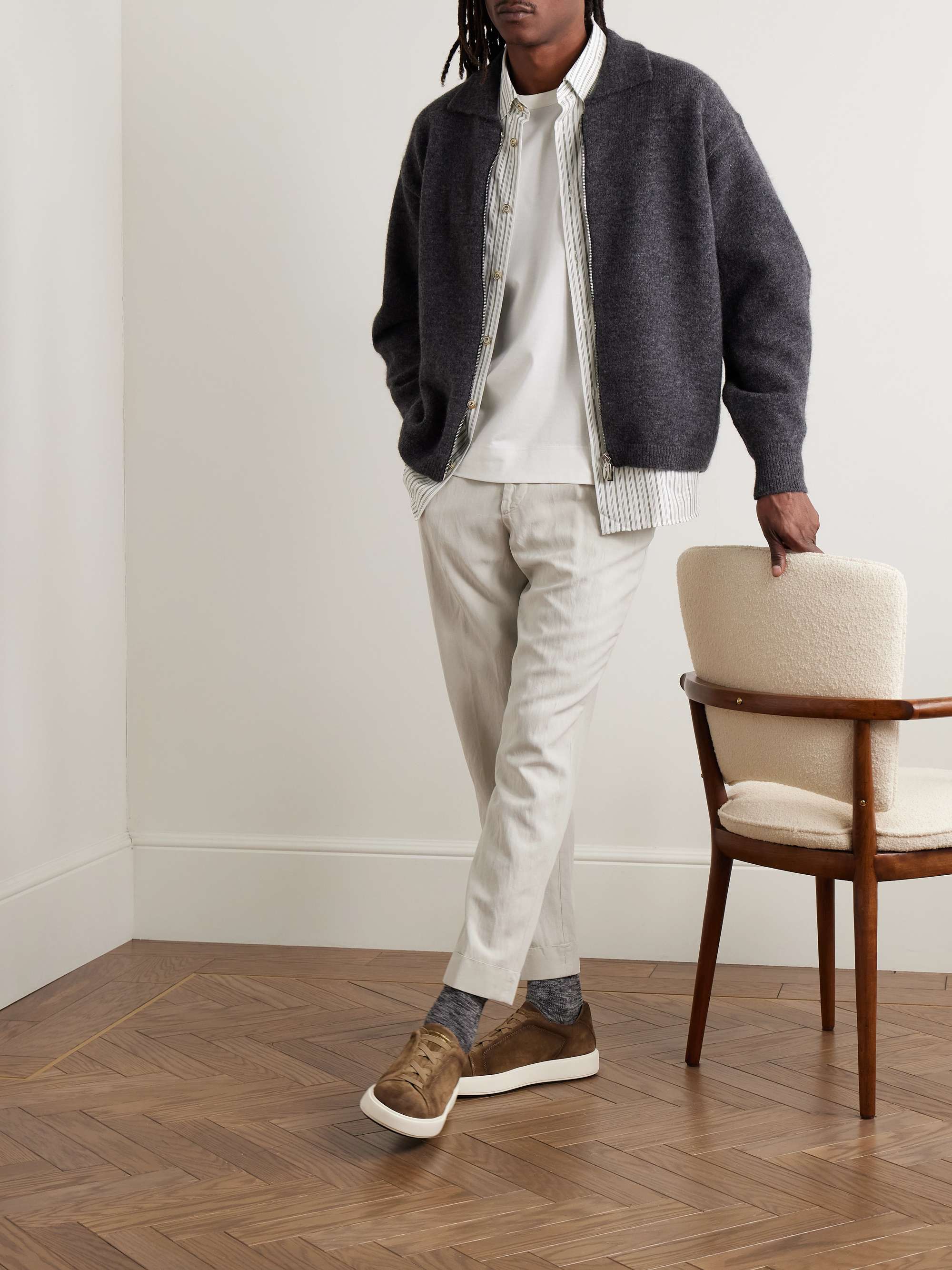 Hugo Straight-Leg Belted Pleated Garment-Dyed Lyocell, Linen and Cotton-Blend Trousers view