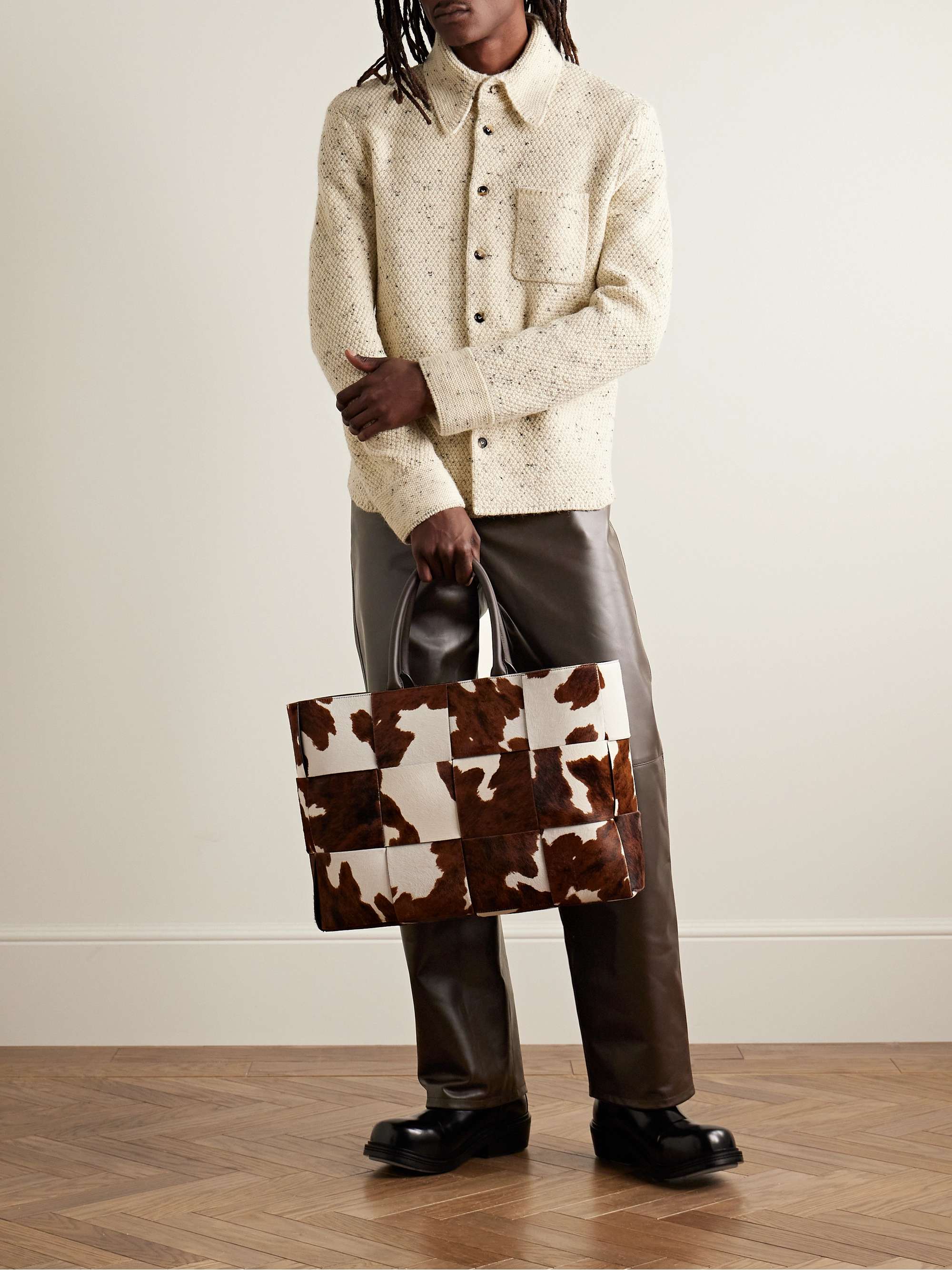 Straight-Leg Panelled Leather Trousers view