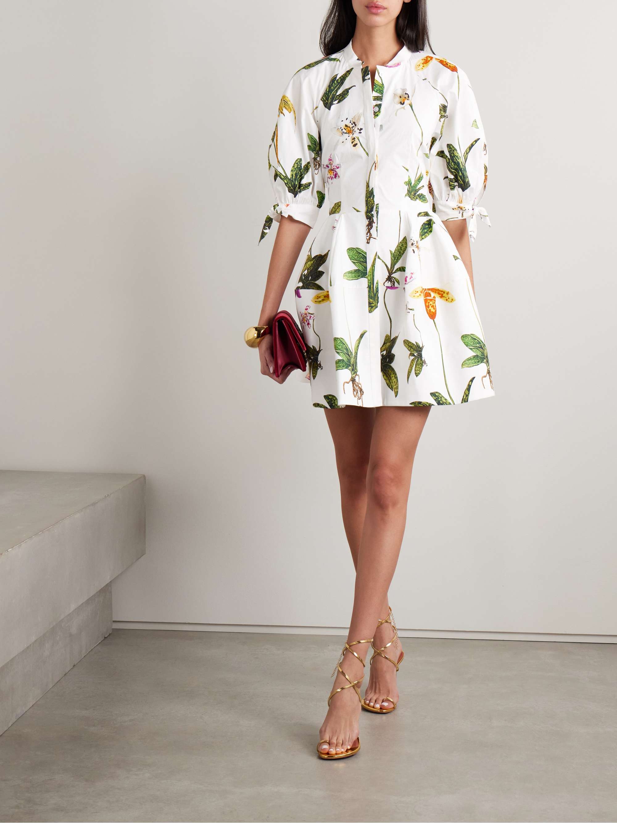 Floral-print cotton-blend poplin mini shirt dress view