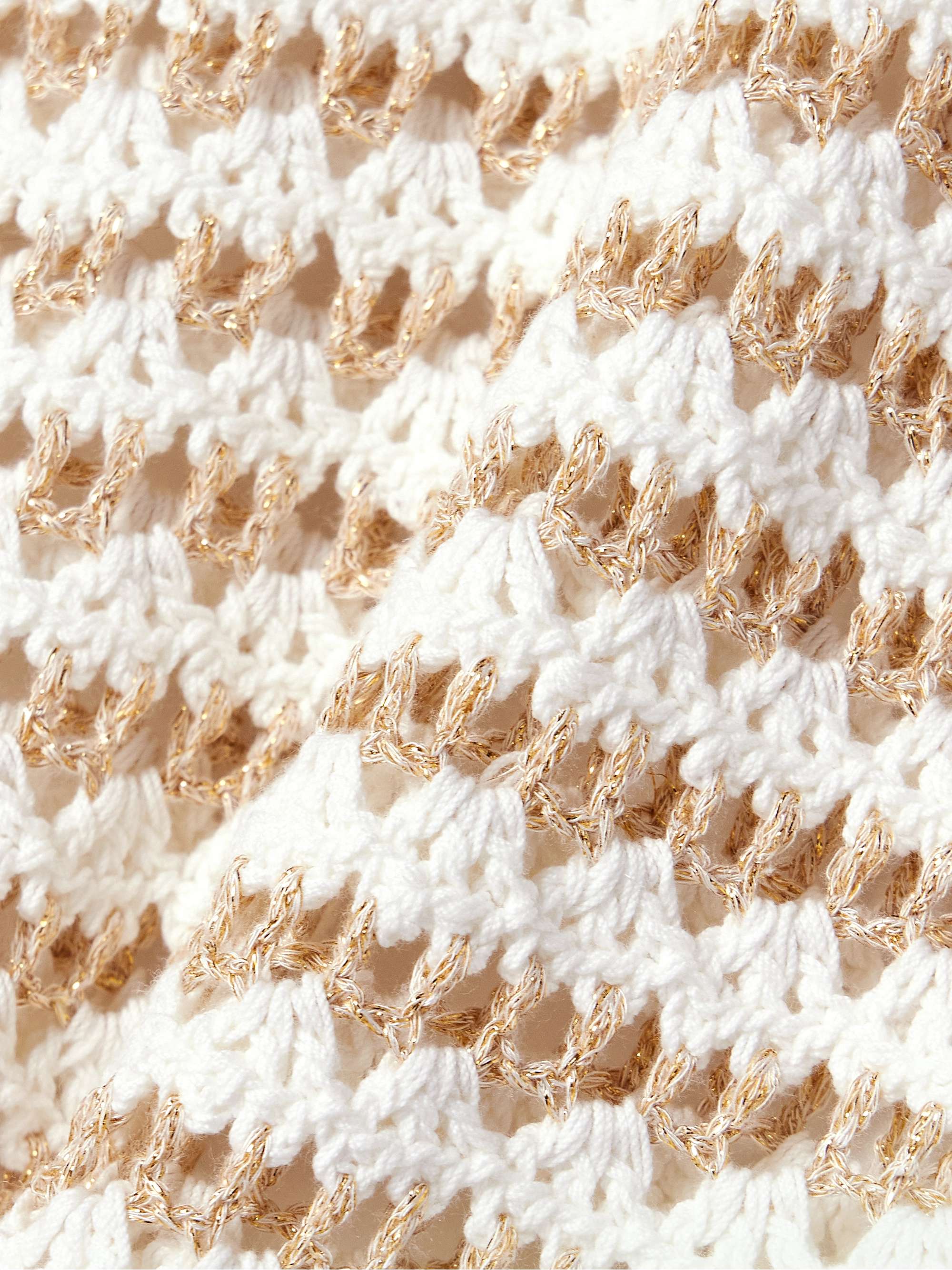 Tallow cropped striped crocheted cotton-blend tank view