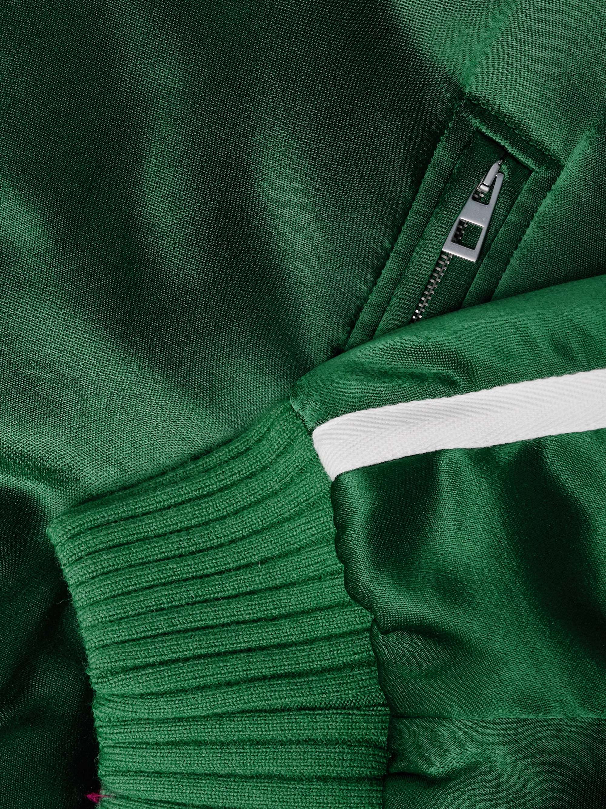 Oversized Grosgrain-Trimmed Padded Satin Hooded Track Jacket view