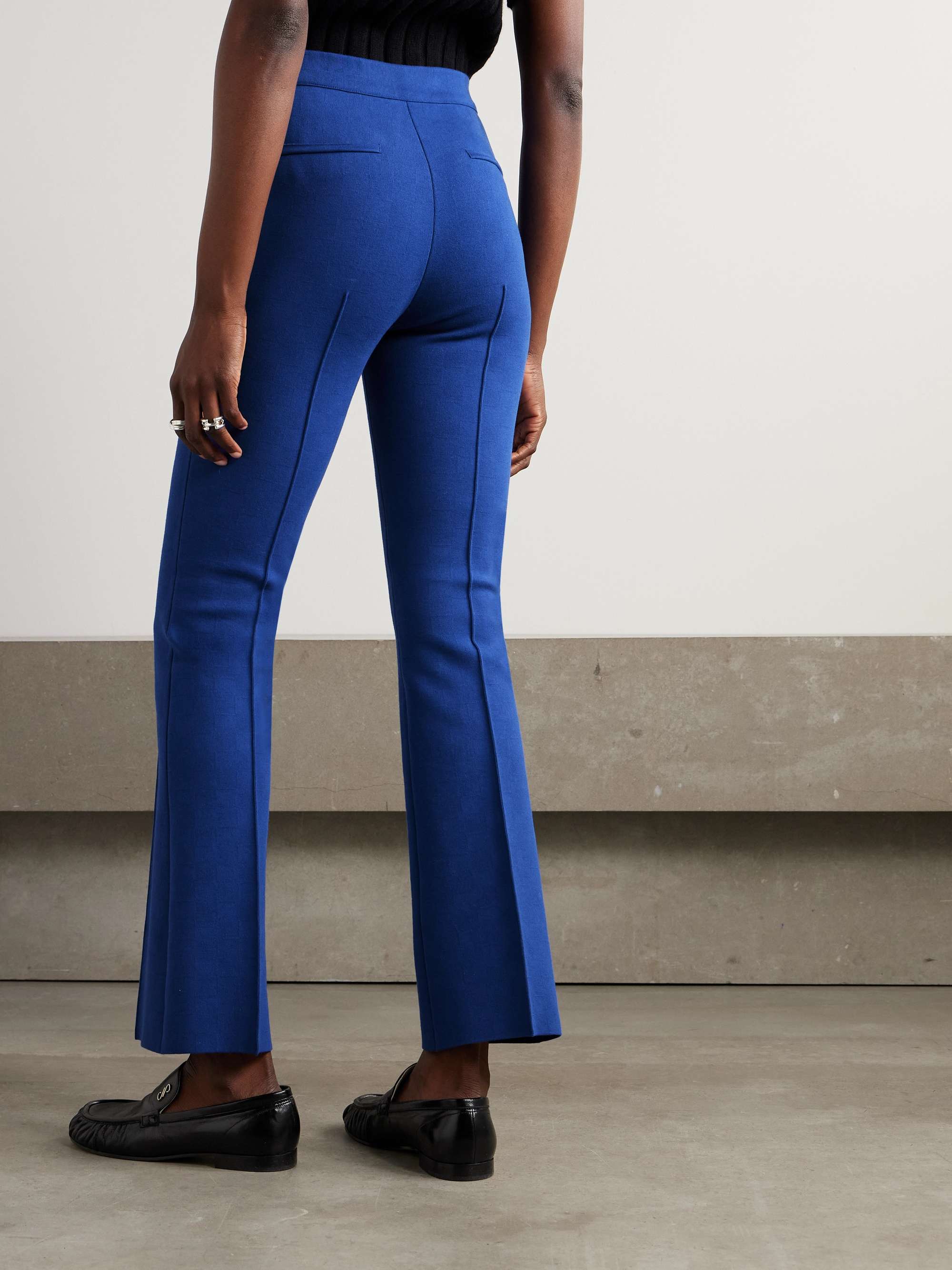 Checked stretch jacquard-cotton flared pants view
