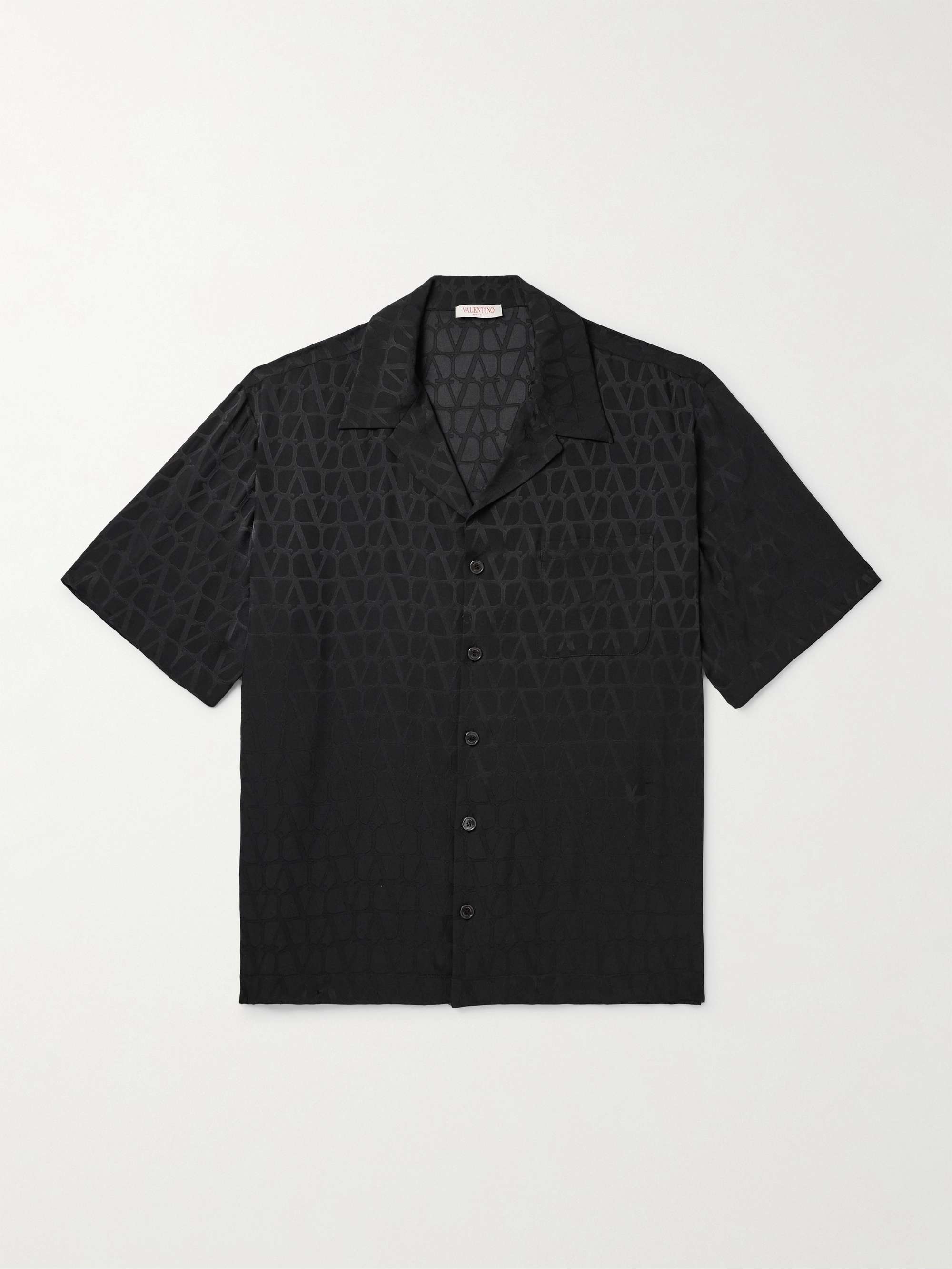 Toile Iconograph Camp-Collar Logo-Jacquard Silk-Satin Shirt hero visual