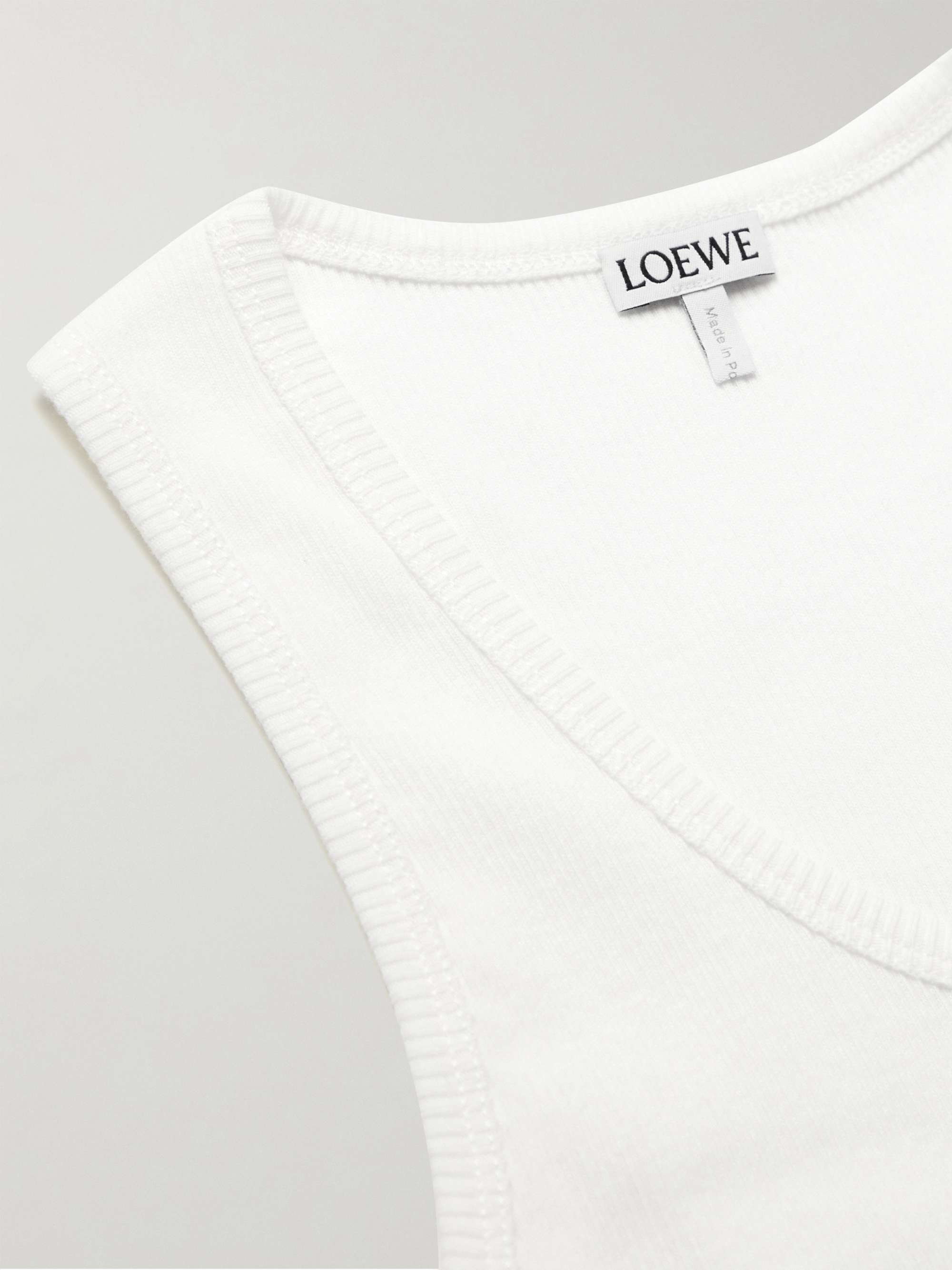 Logo-Embroidered Ribbed Stretch-Cotton Tank Top view
