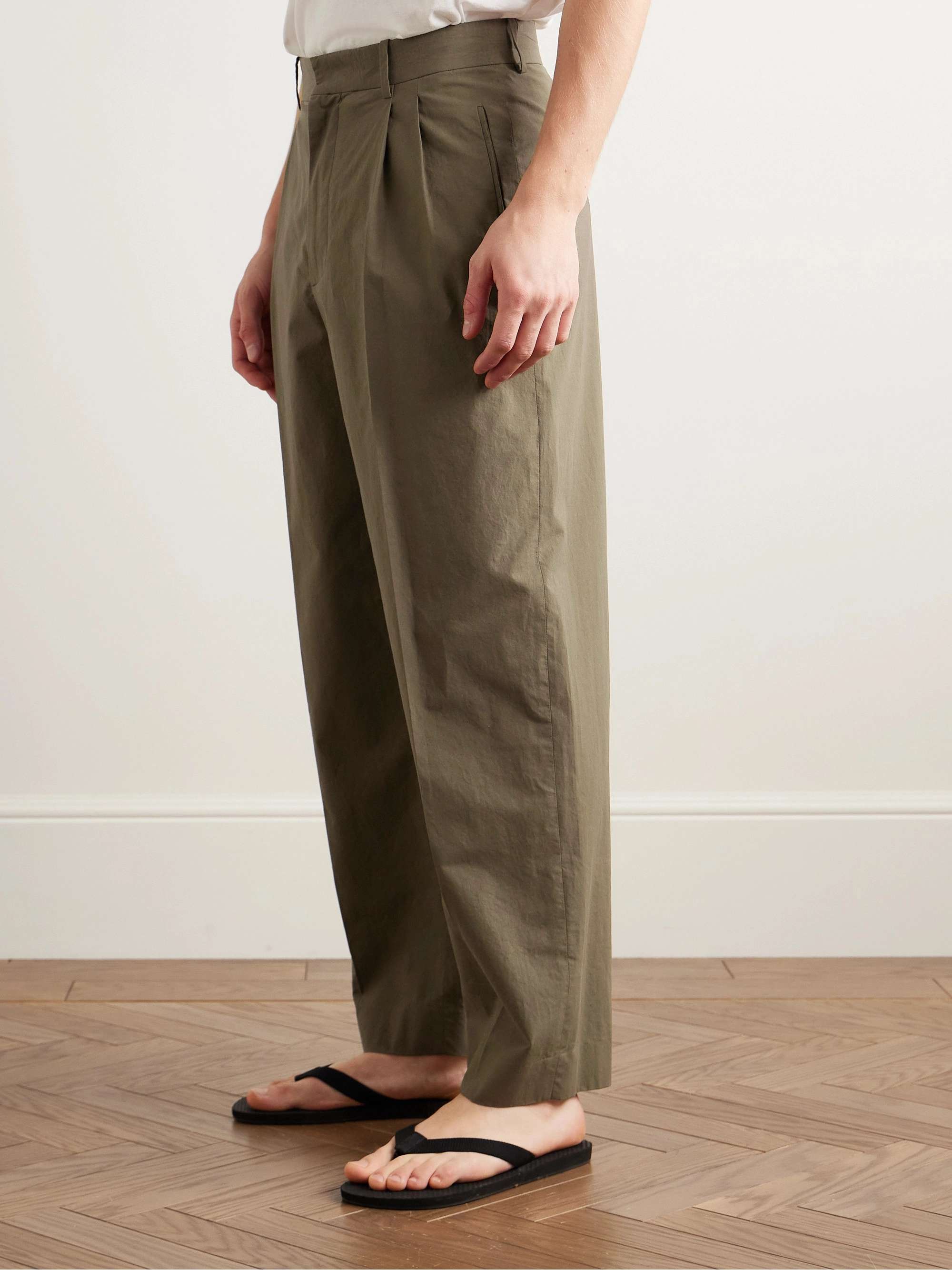 Silas Tapered Pleated Cotton Trousers view