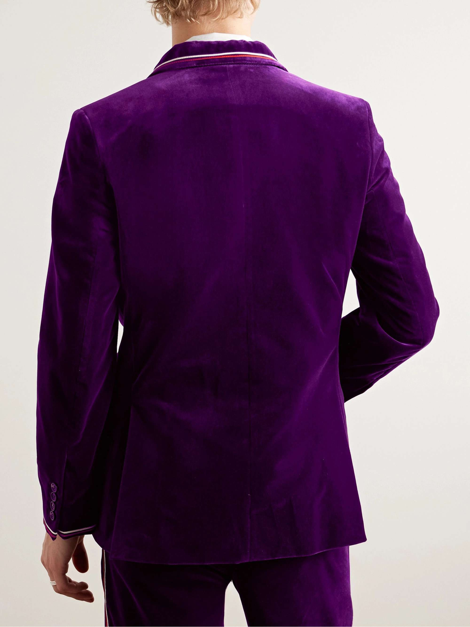 Showcase Soutache-Trimmed Cotton-Velvet Suit Jacket view