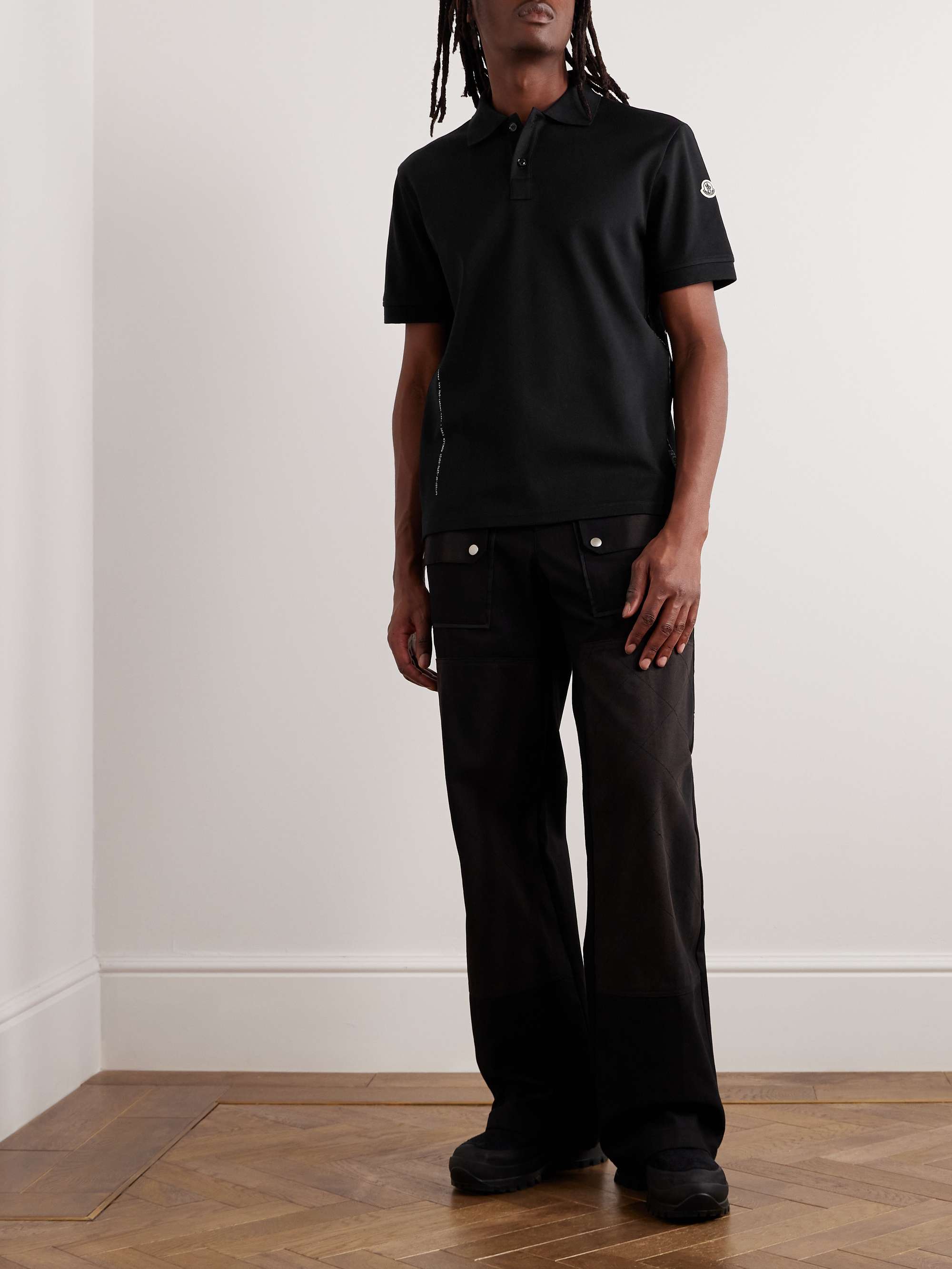 7 Moncler FRGMT Hiroshi Fujiwara Logo-Appliquéd Satin-Trimmed Cotton-Jersey Polo Shirt view