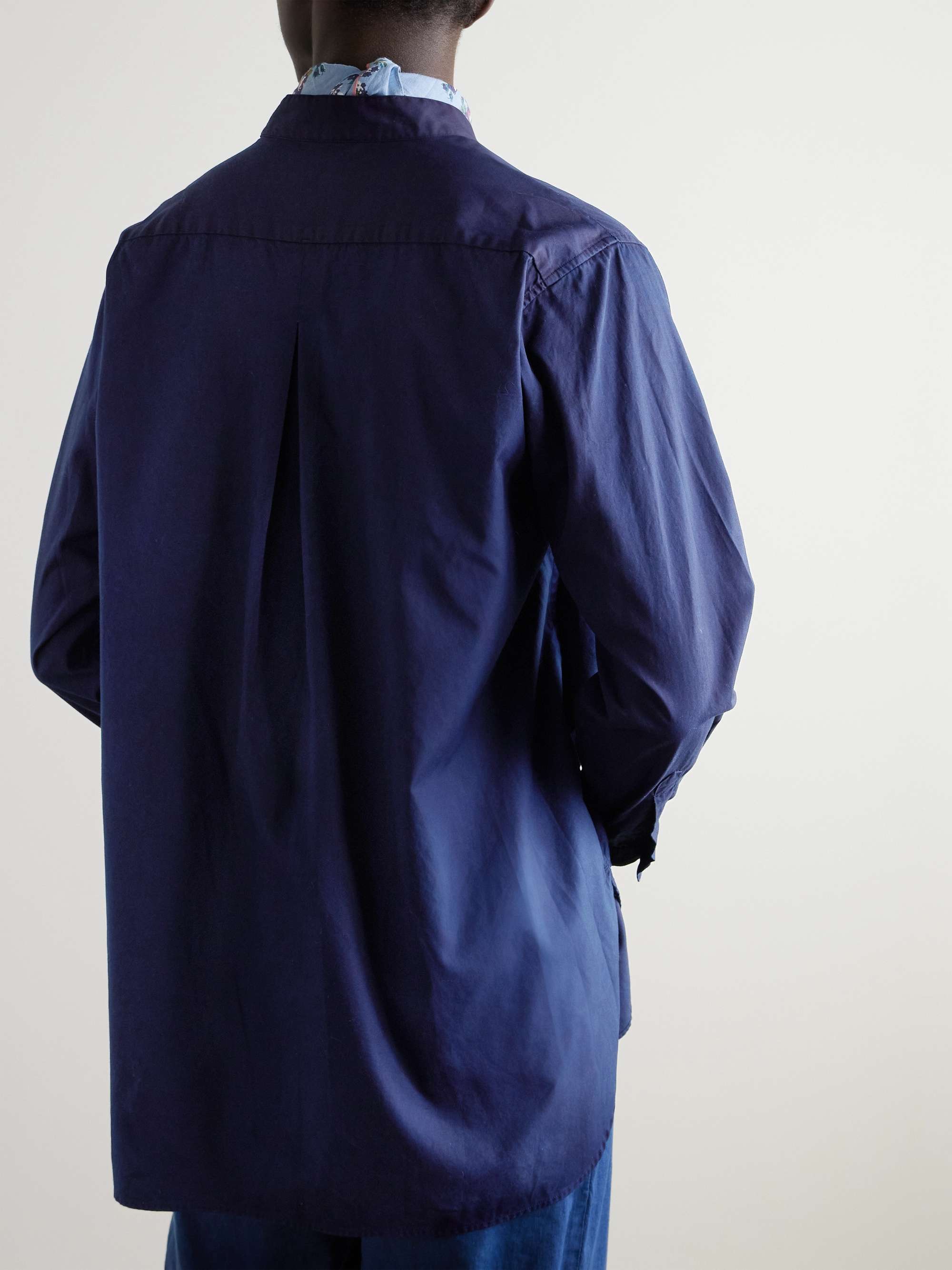 Oversized Grandad-Collar Indigo-Dyed Cotton Oxford Shirt view