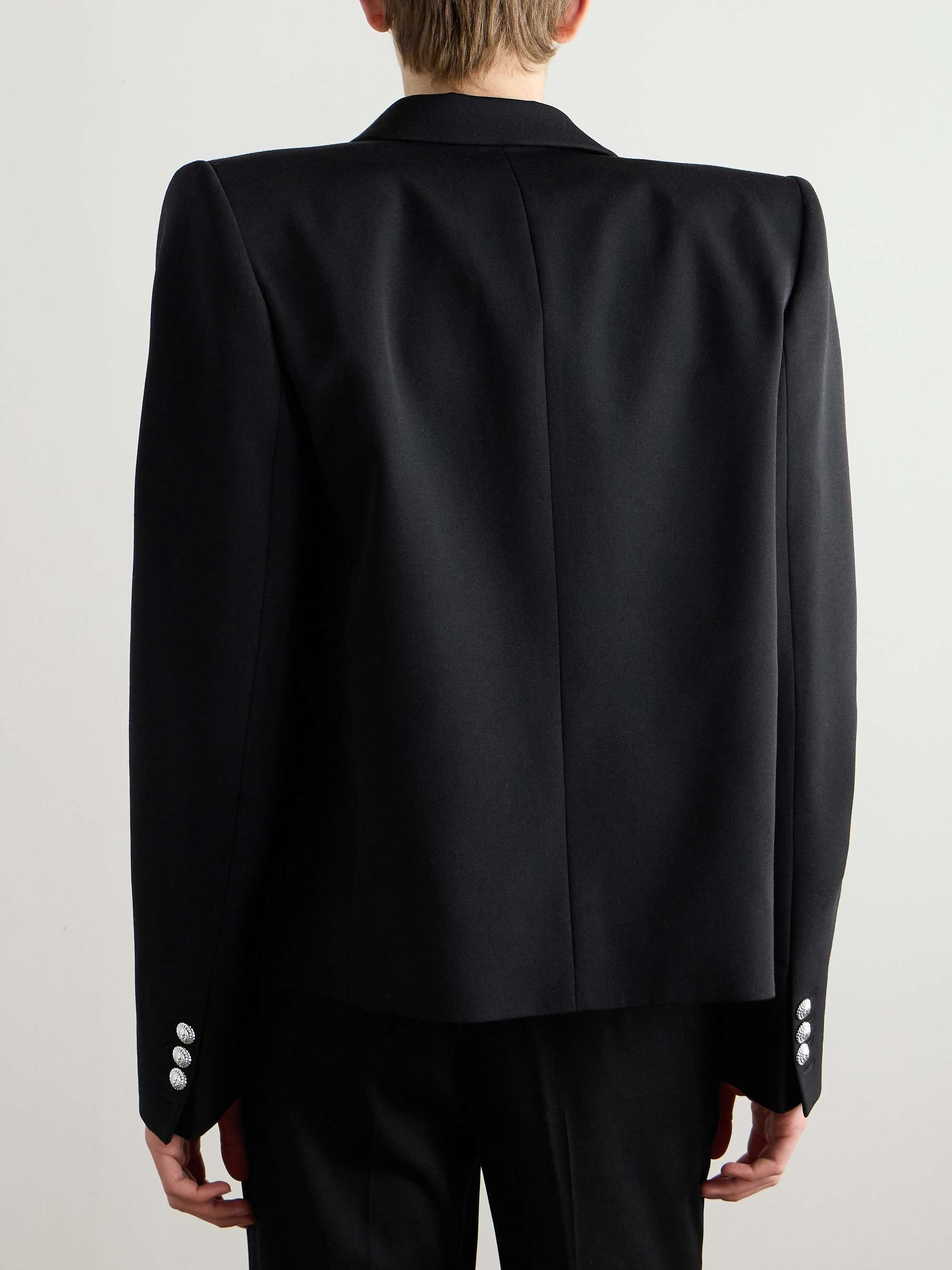Spencer Slim-Fit Satin-Trimmed Grain De Poudre Wool Blazer view