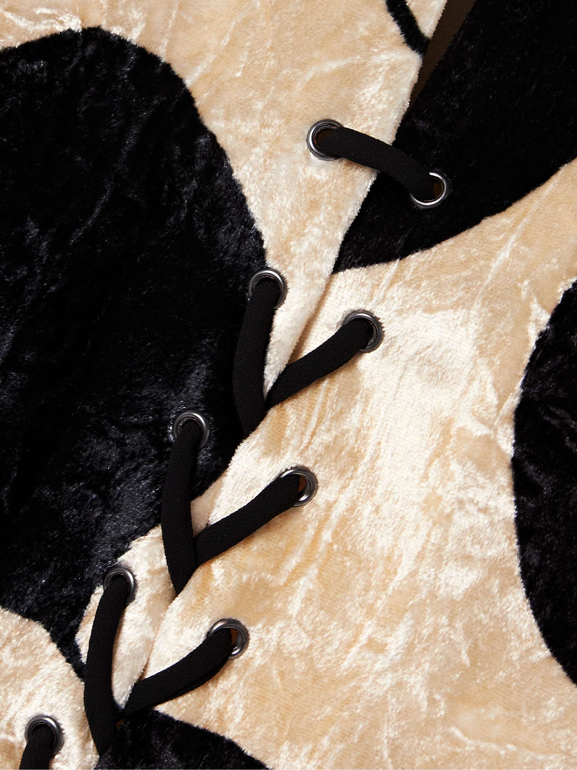 Cocteau lace-up printed crushed-velvet maxi dress view