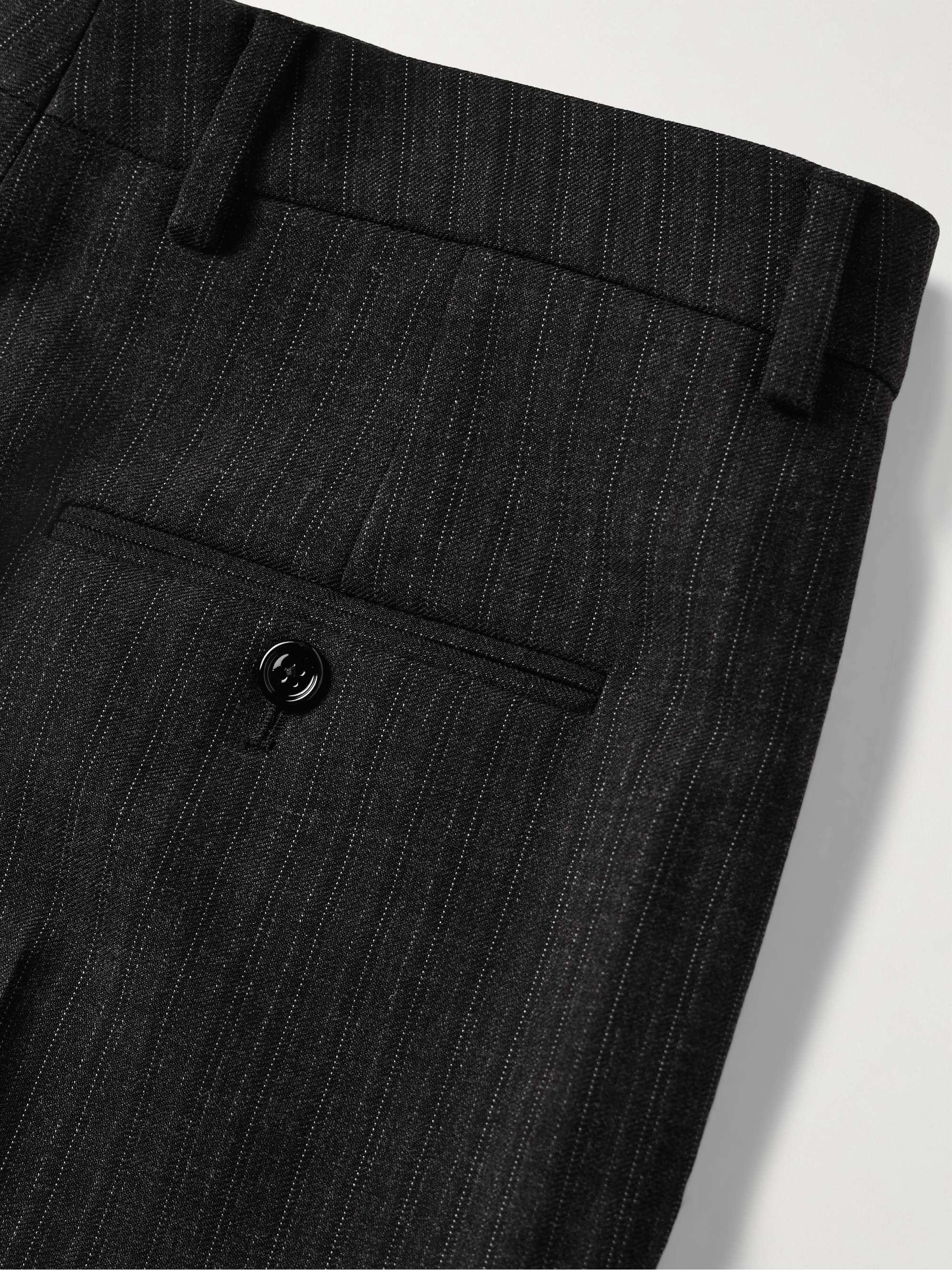 Slim-Fit Straight-Leg Striped Wool and Silk-Blend Gabardine Trousers view