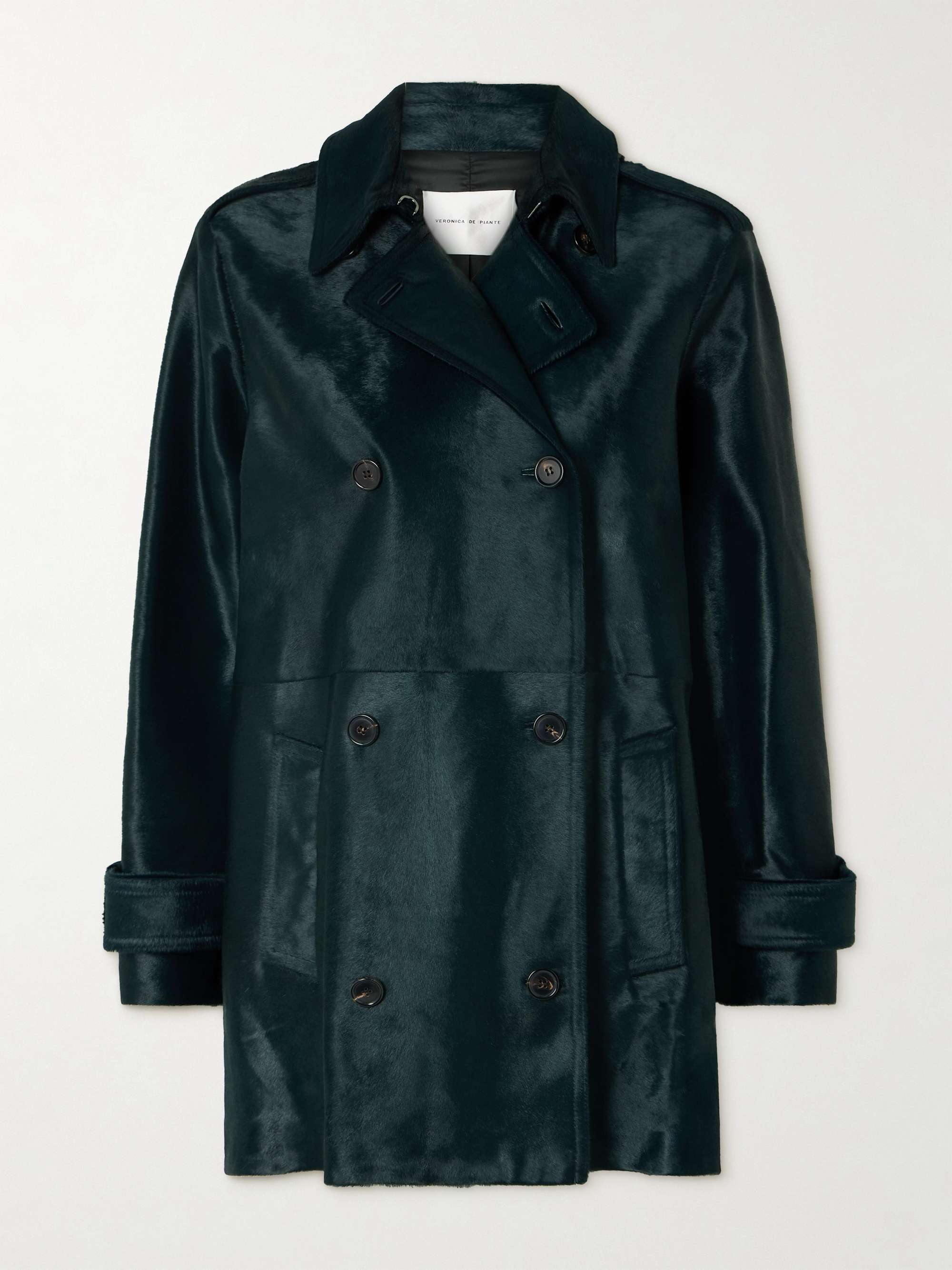 Charlotte double-breasted calf hair trench coat hero visual