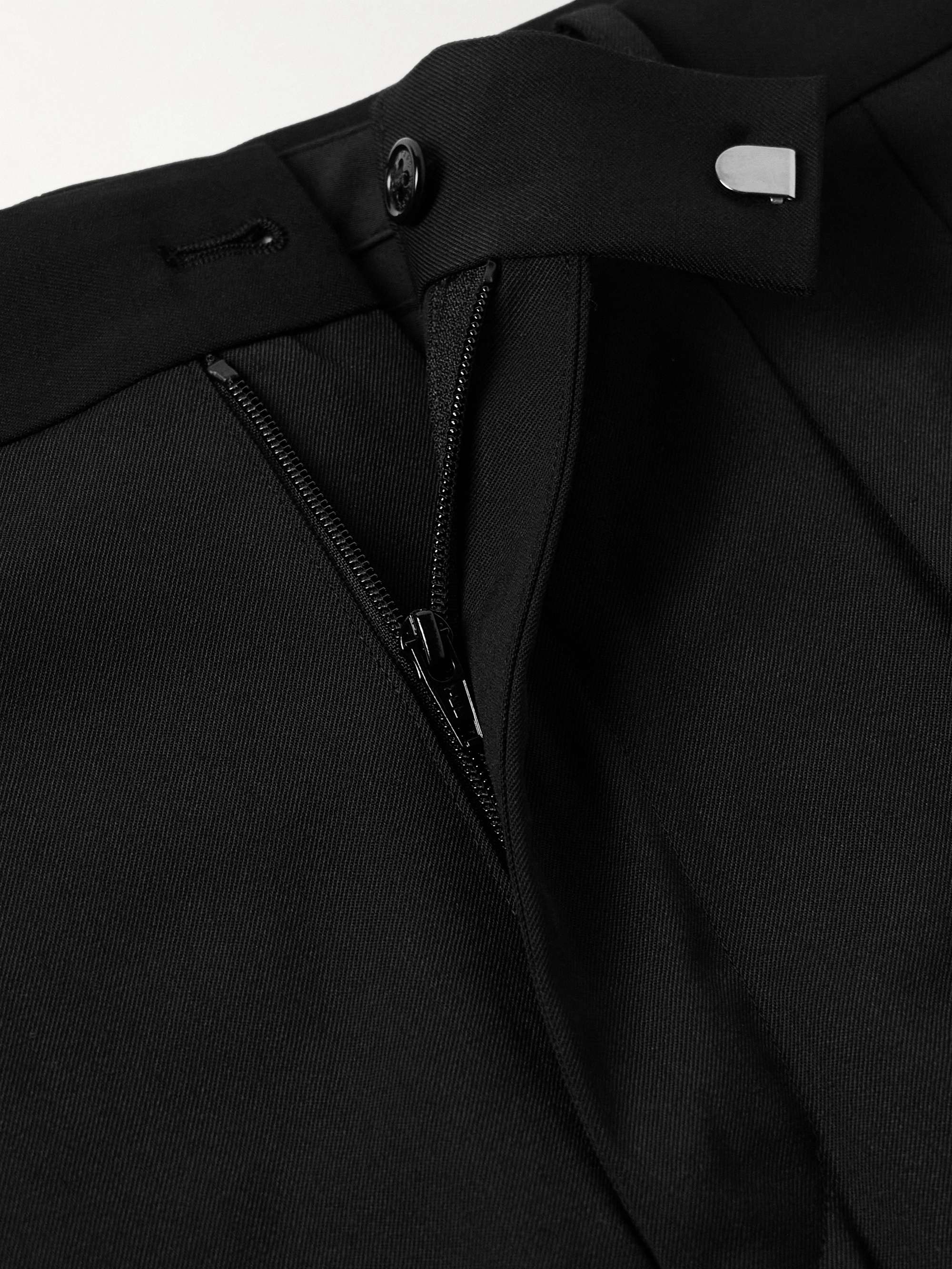 Cropped Tapered Logo-Appliquéd Pleated Twill Trousers view