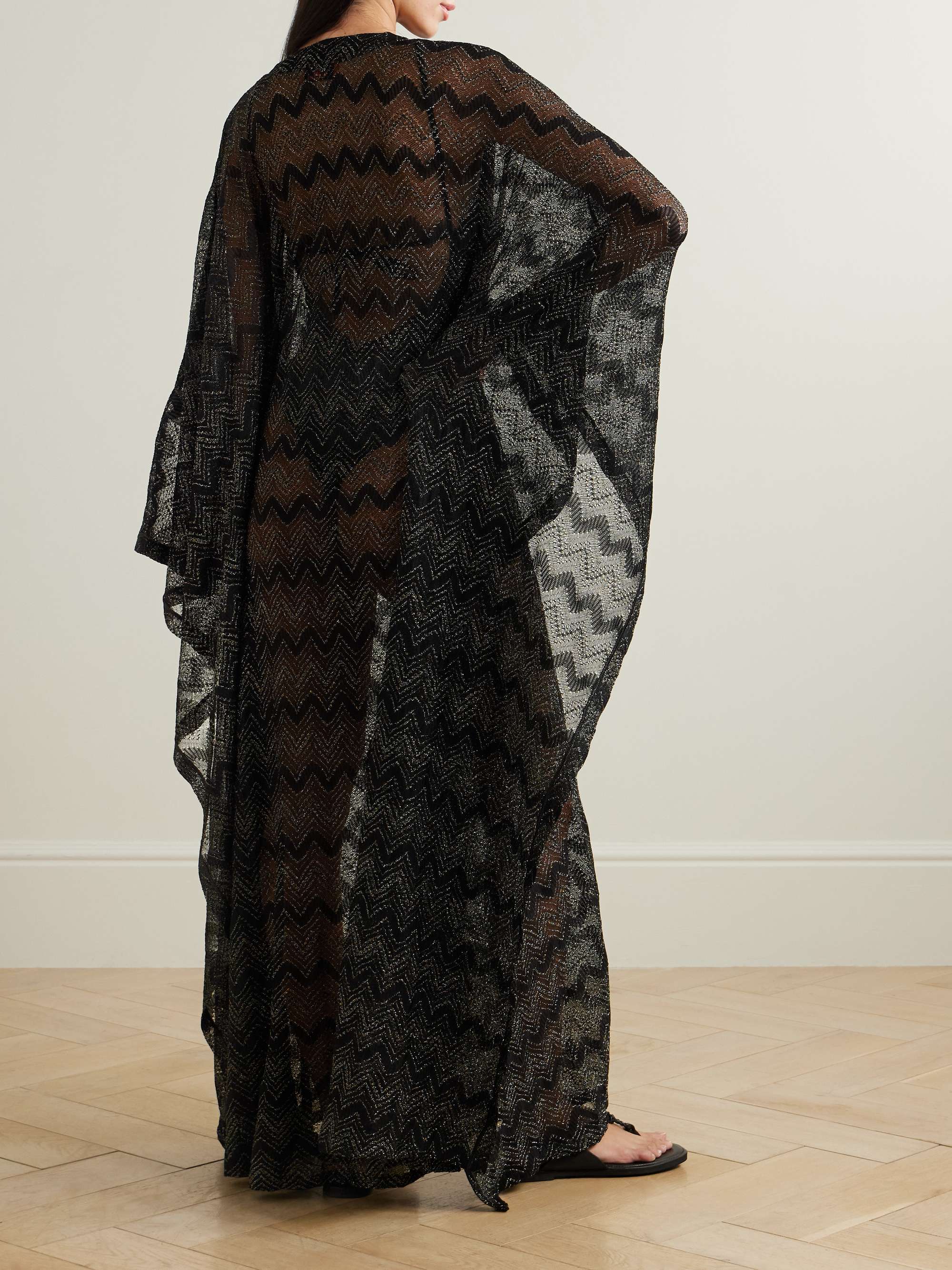 Mare striped metallic crochet-knit kaftan view