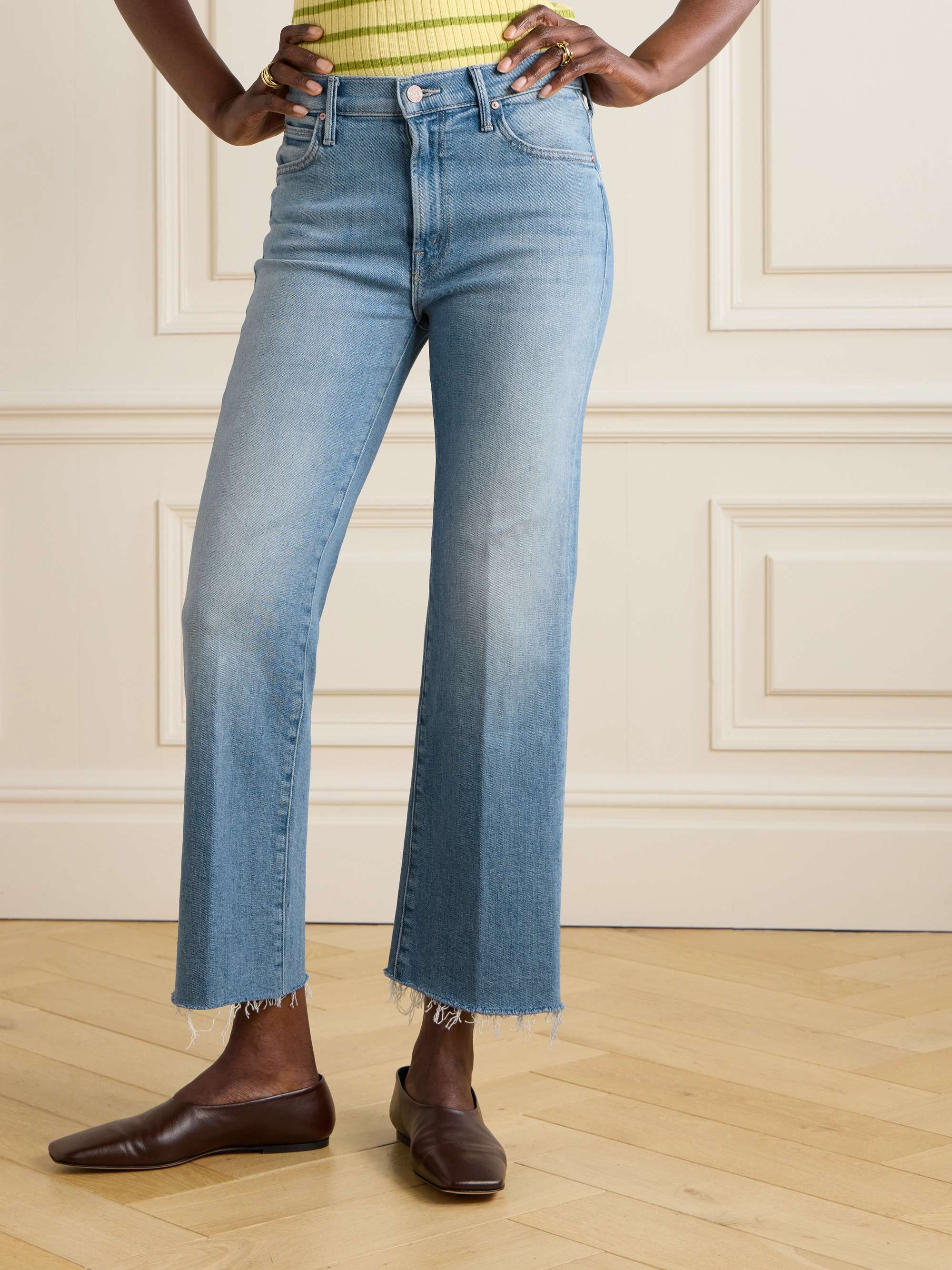 The Kick It Ankle Fray distressed high-rise straight-leg jeans view