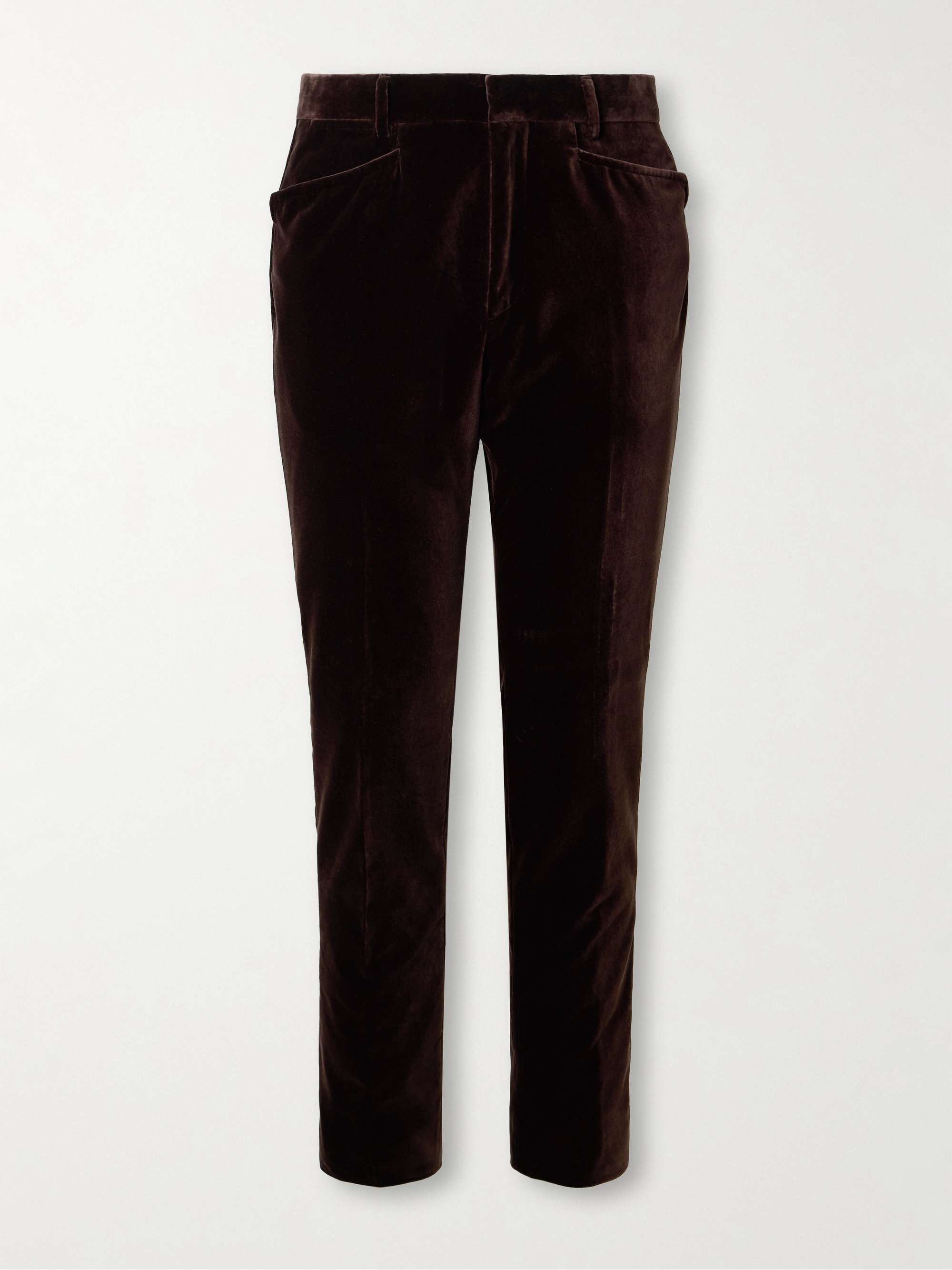 Dyllan Straight-Leg Cotton-Velvet Suit Trousers hero visual