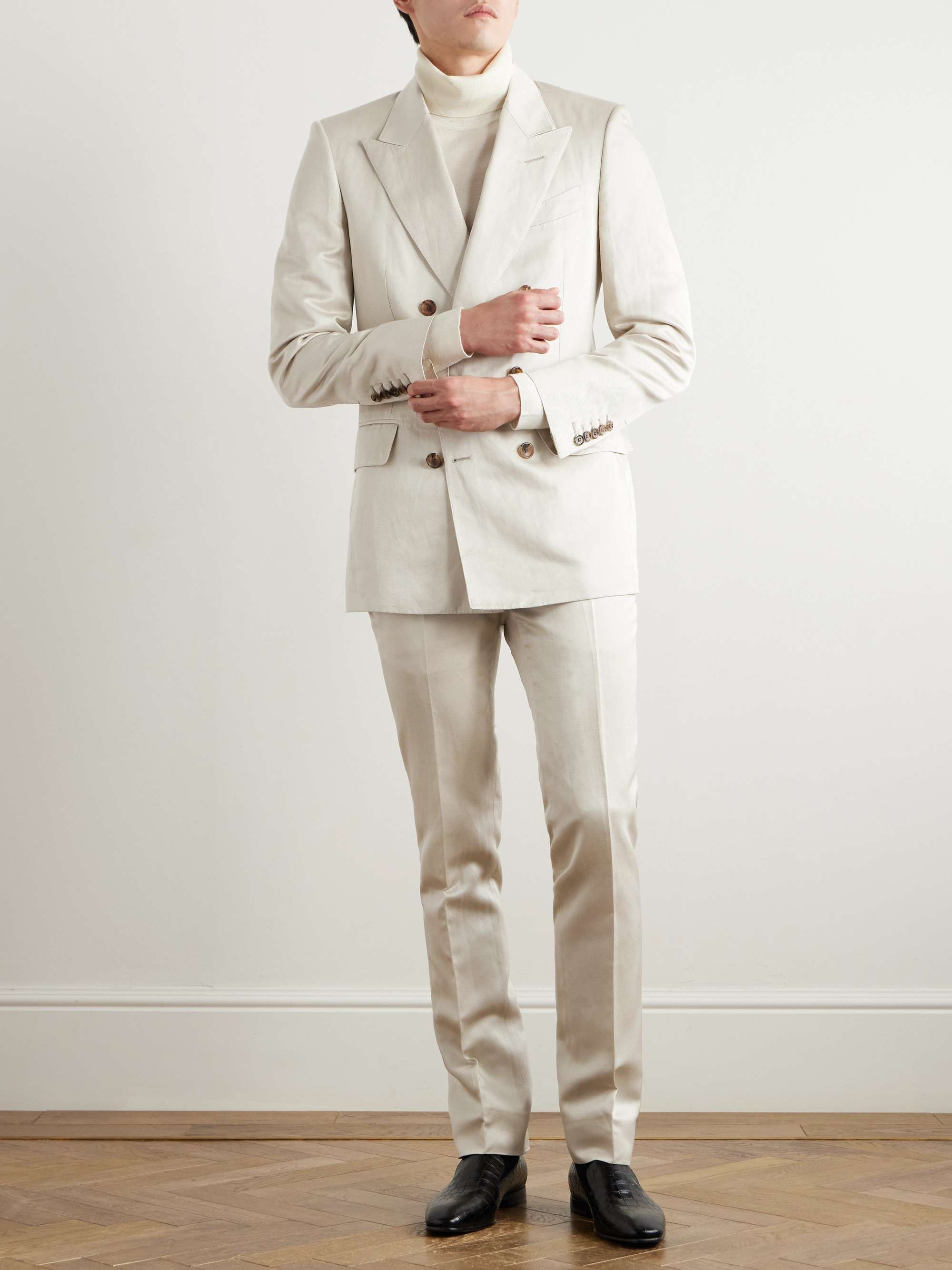 Dyllan Straight-Leg Silk and Linen-Blend Twill Suit Trousers view