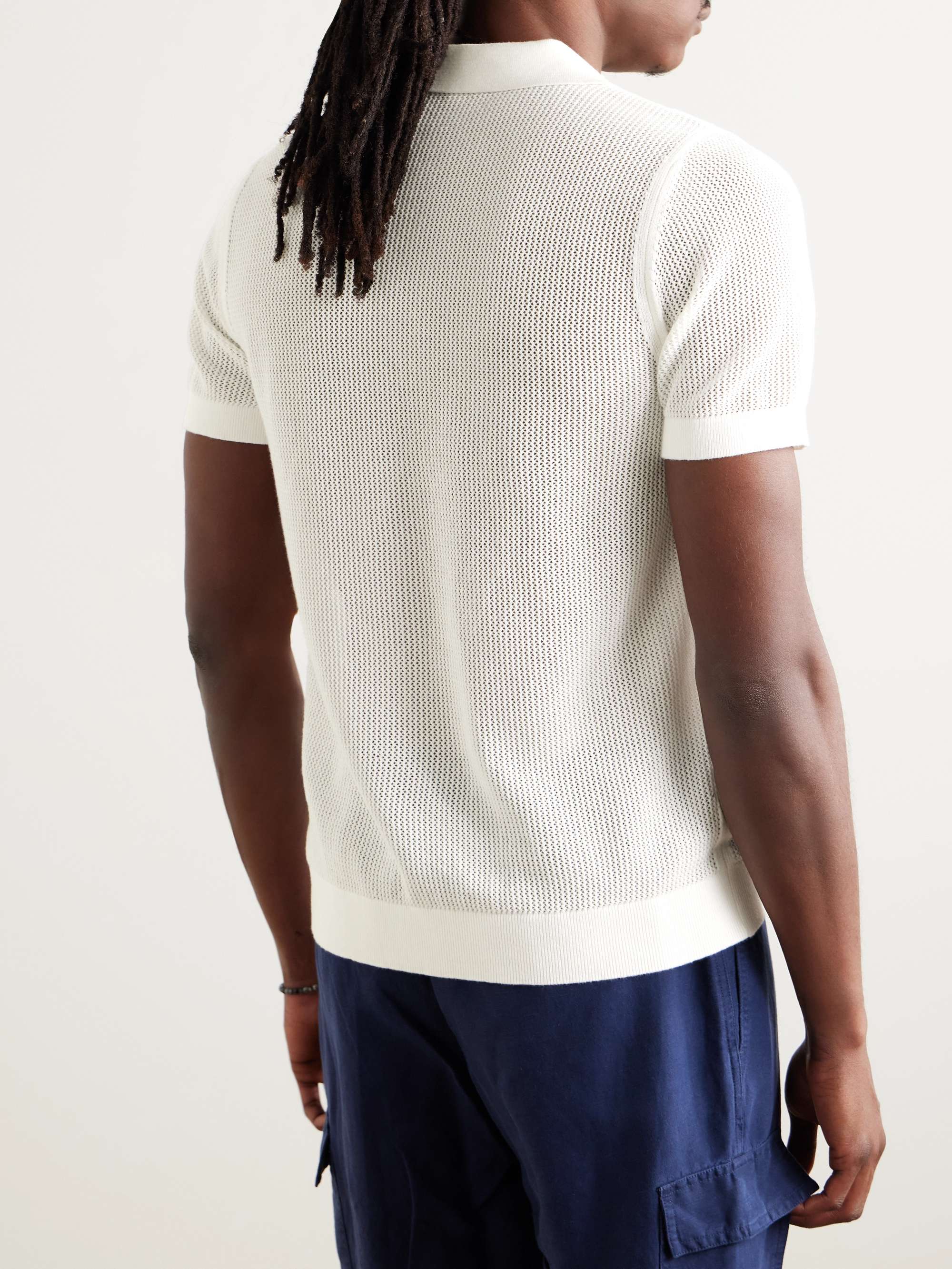 Johnny Crocheted Cotton-Blend Polo Shirt view