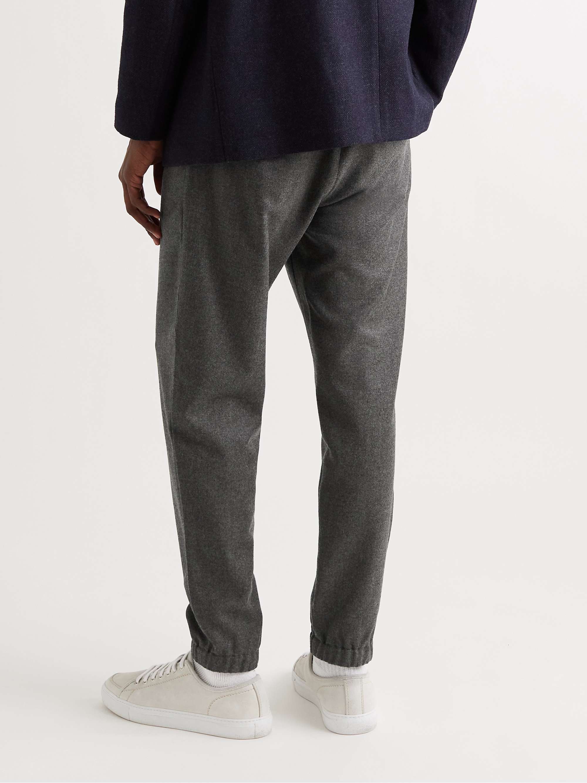 Tapered Pleated Virgin Wool and Cashmere-Blend Flannel Trousers view