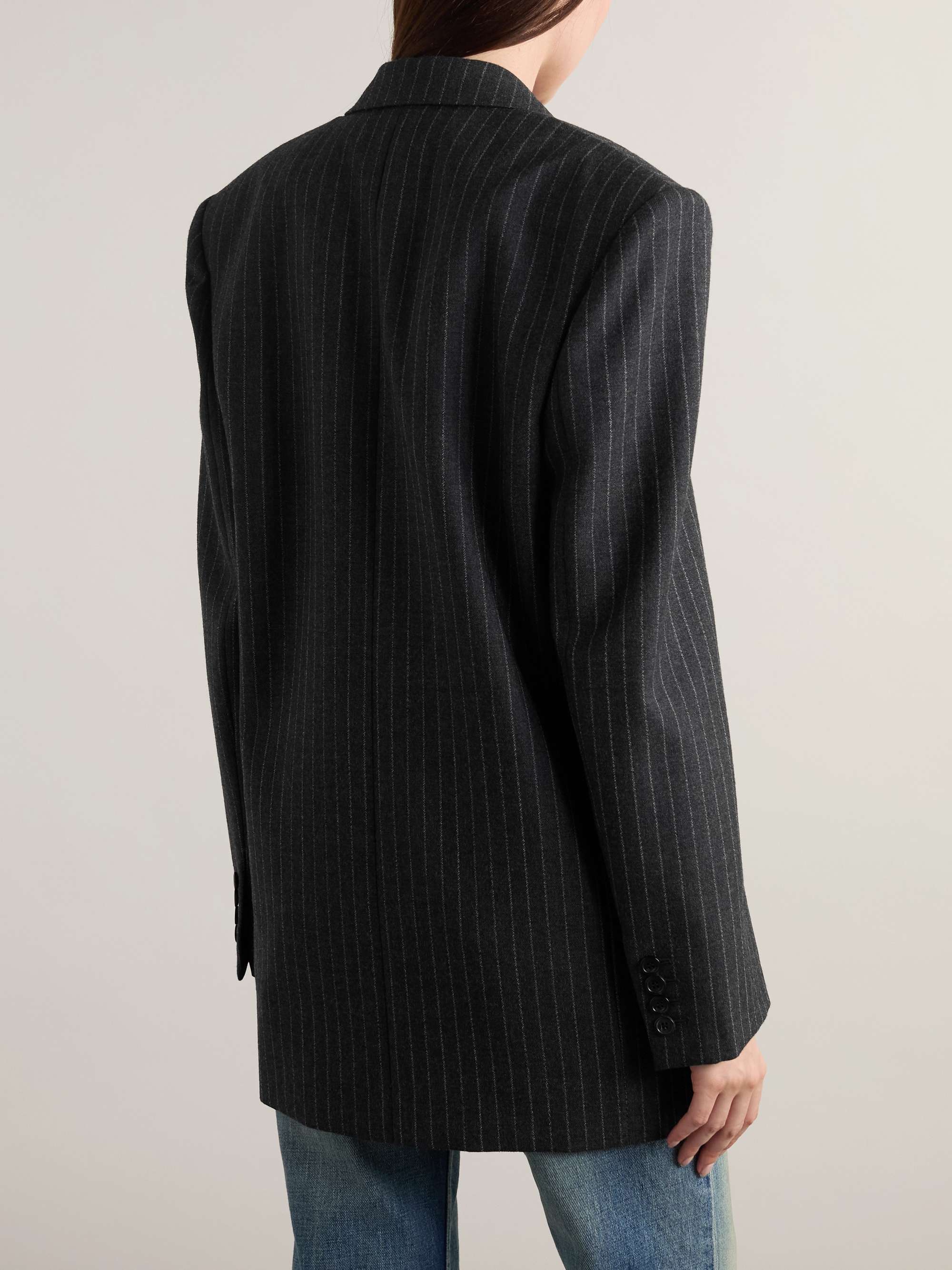 Oversized double-breasted pinstriped wool-flannel blazer view