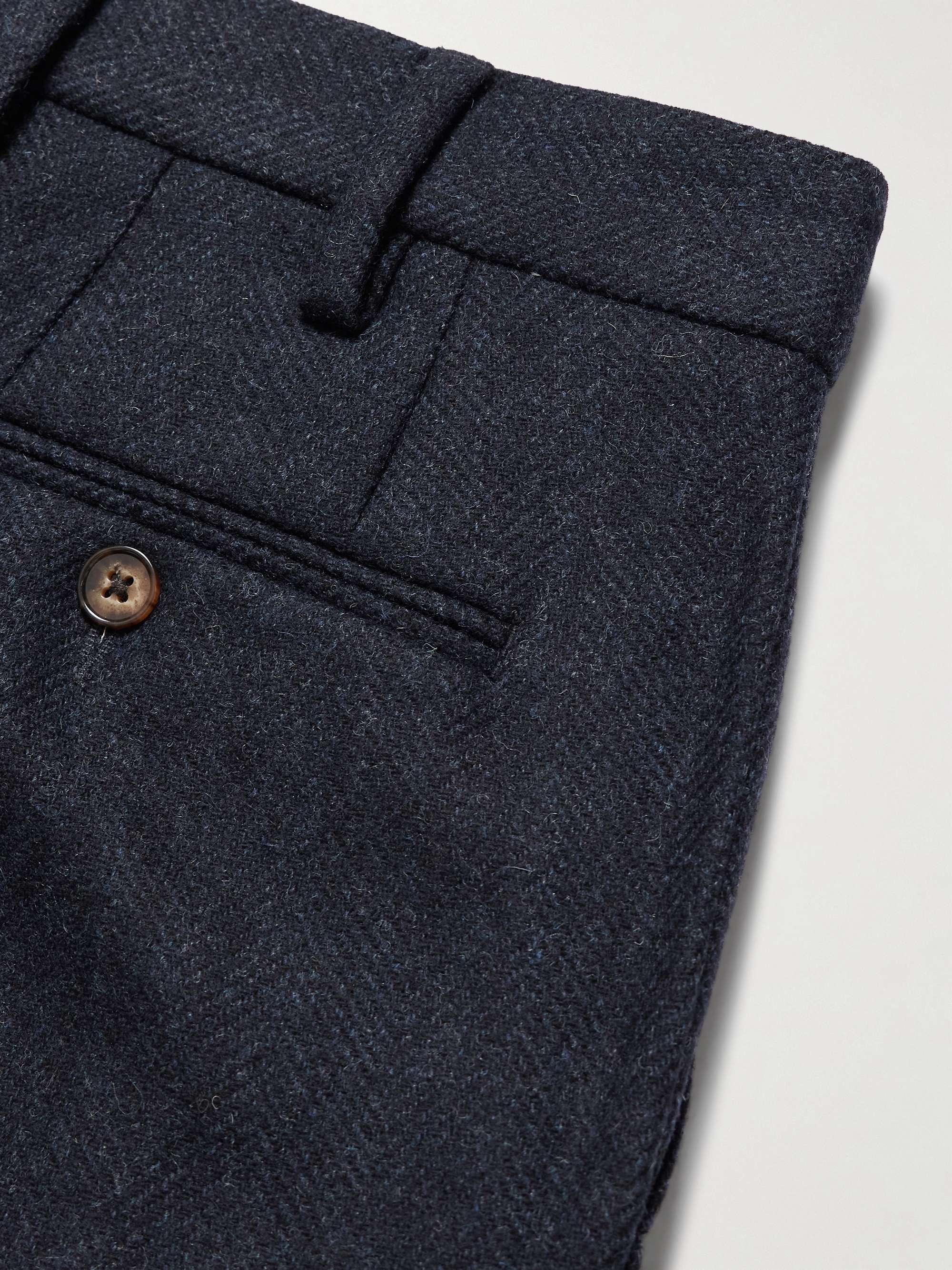 Tapered Herringbone Brushed-Wool Trousers view
