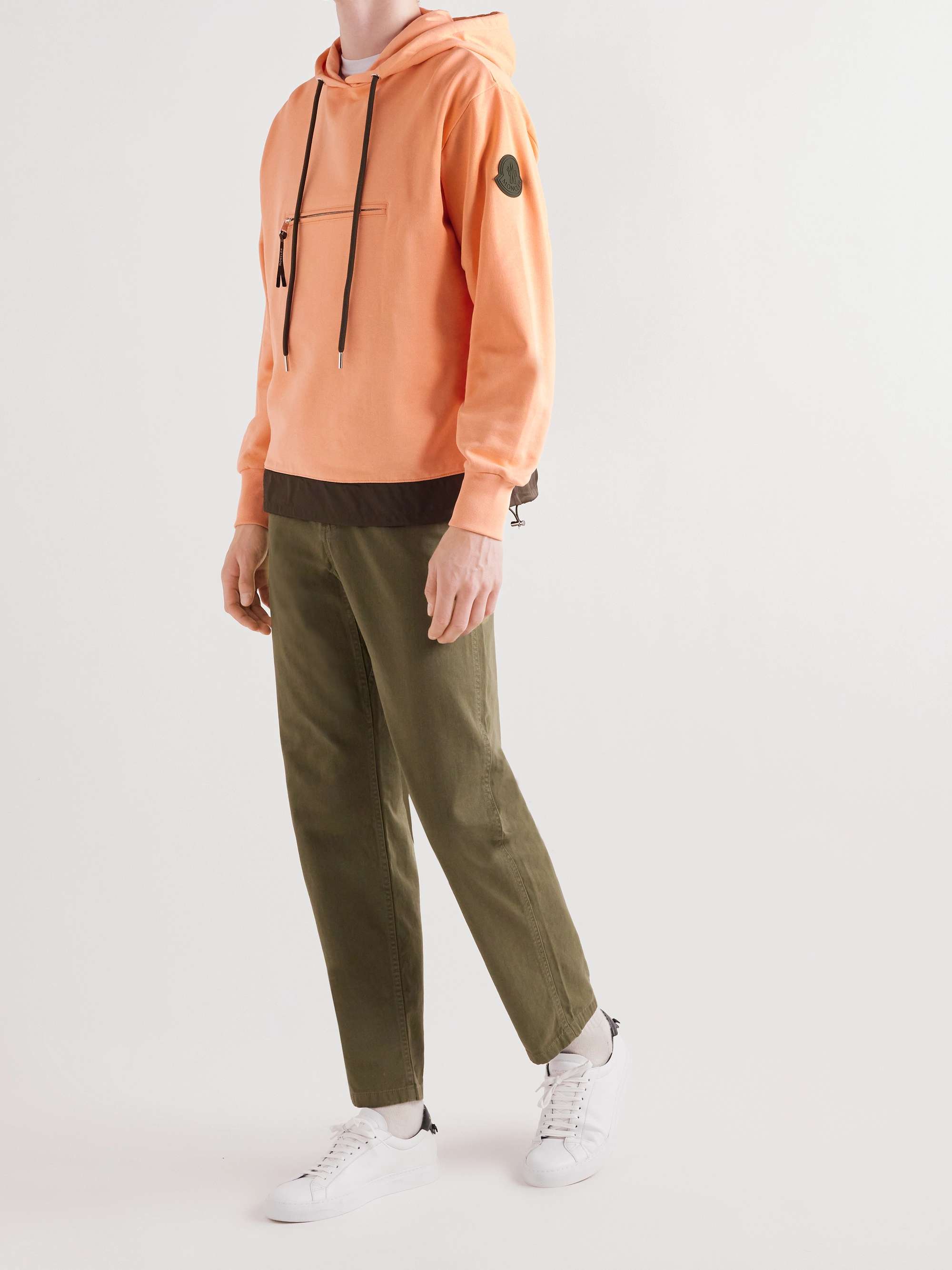 Logo-Appliquéd Shell-Trimmed Cotton-Jersey Hoodie view