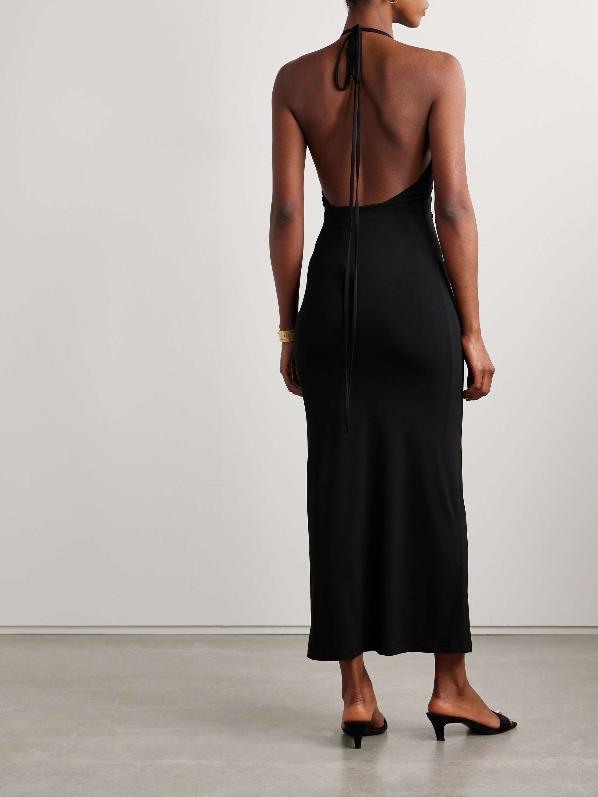 Orchid embellished stretch-jersey halterneck maxi dress view
