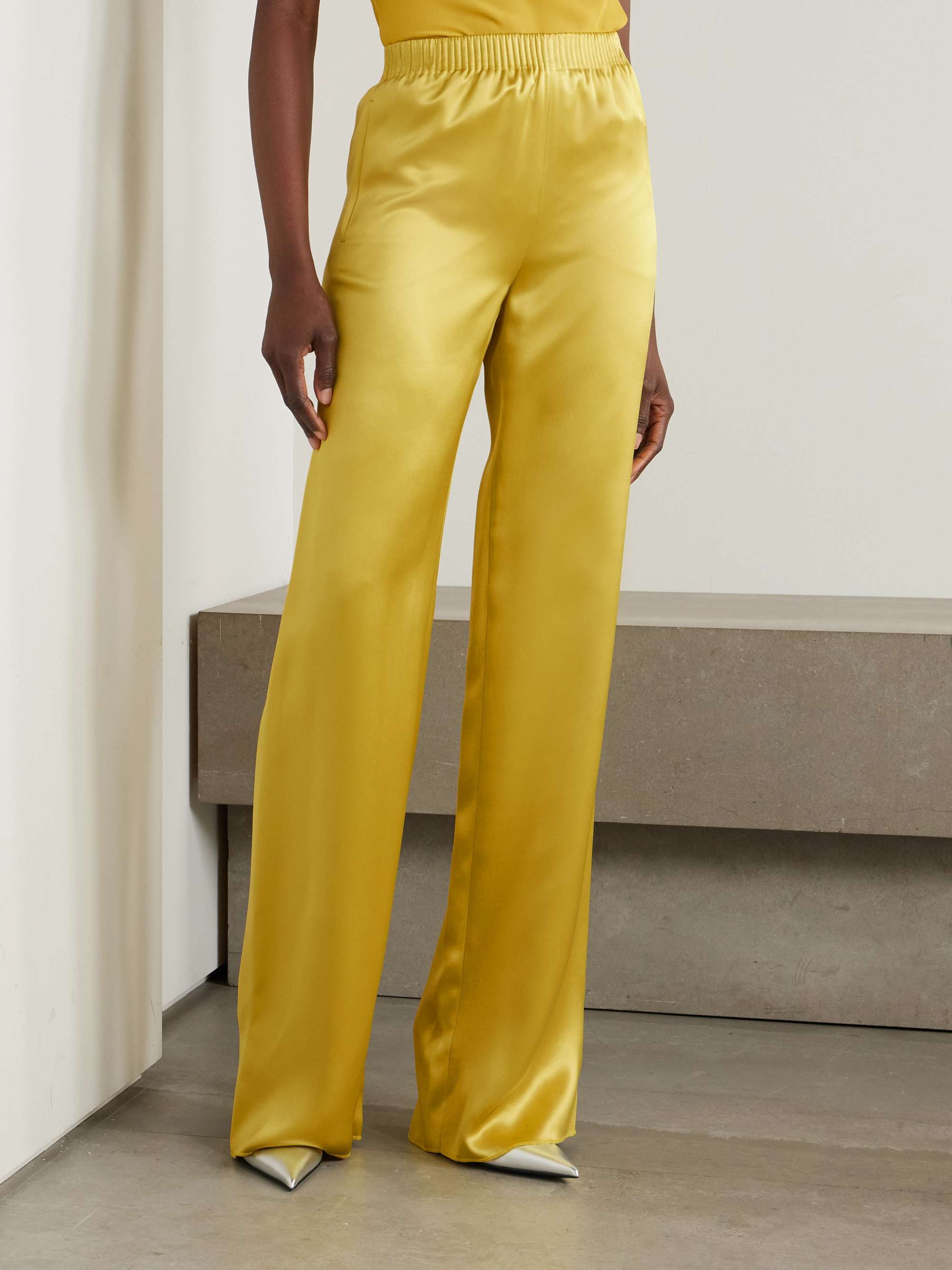 Duchesse silk-satin wide-leg pants view