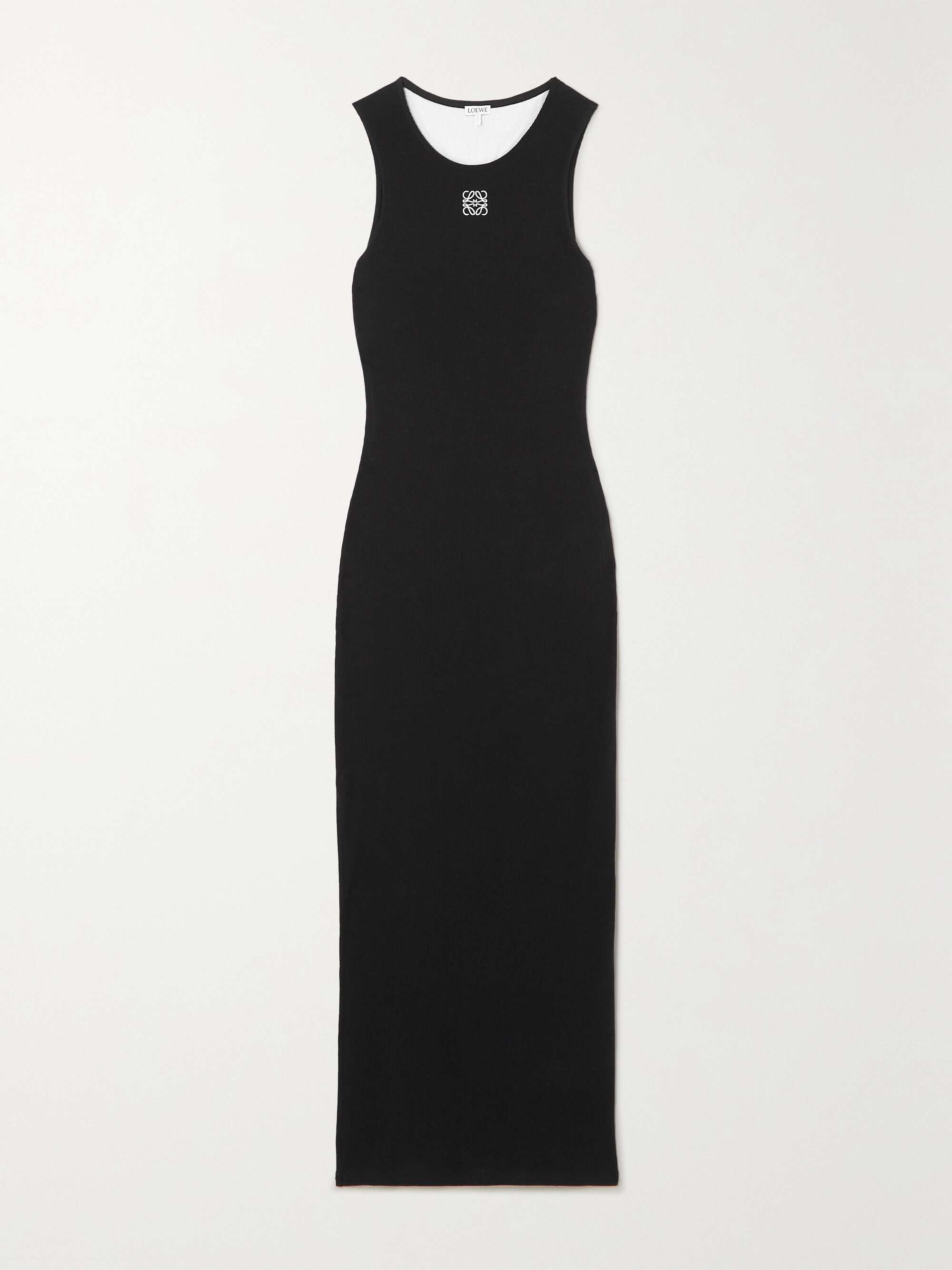 Anagram embroidered ribbed cotton-jersey midi dress hero visual