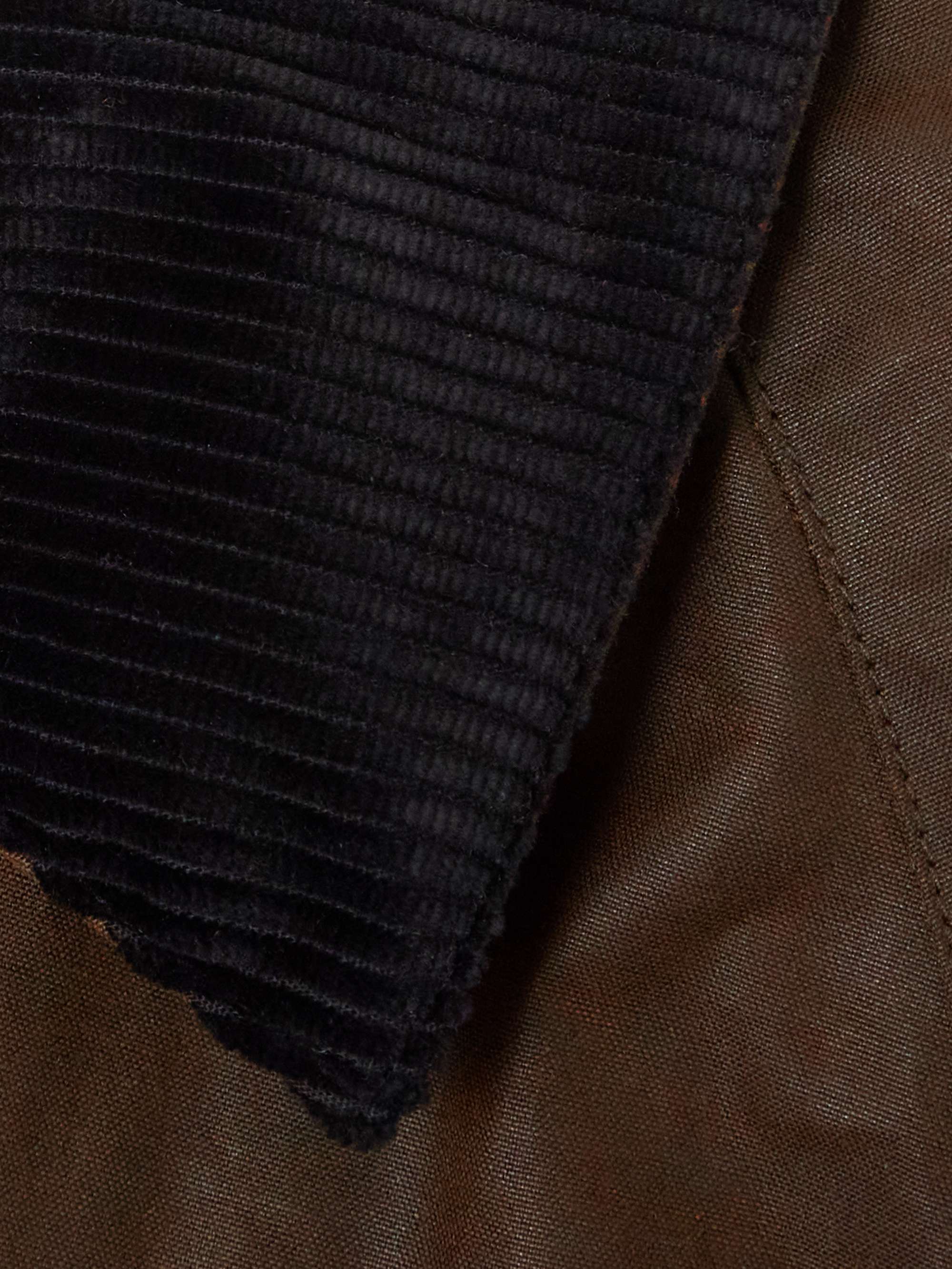 Corduroy-trimmed waxed organic cotton coat view