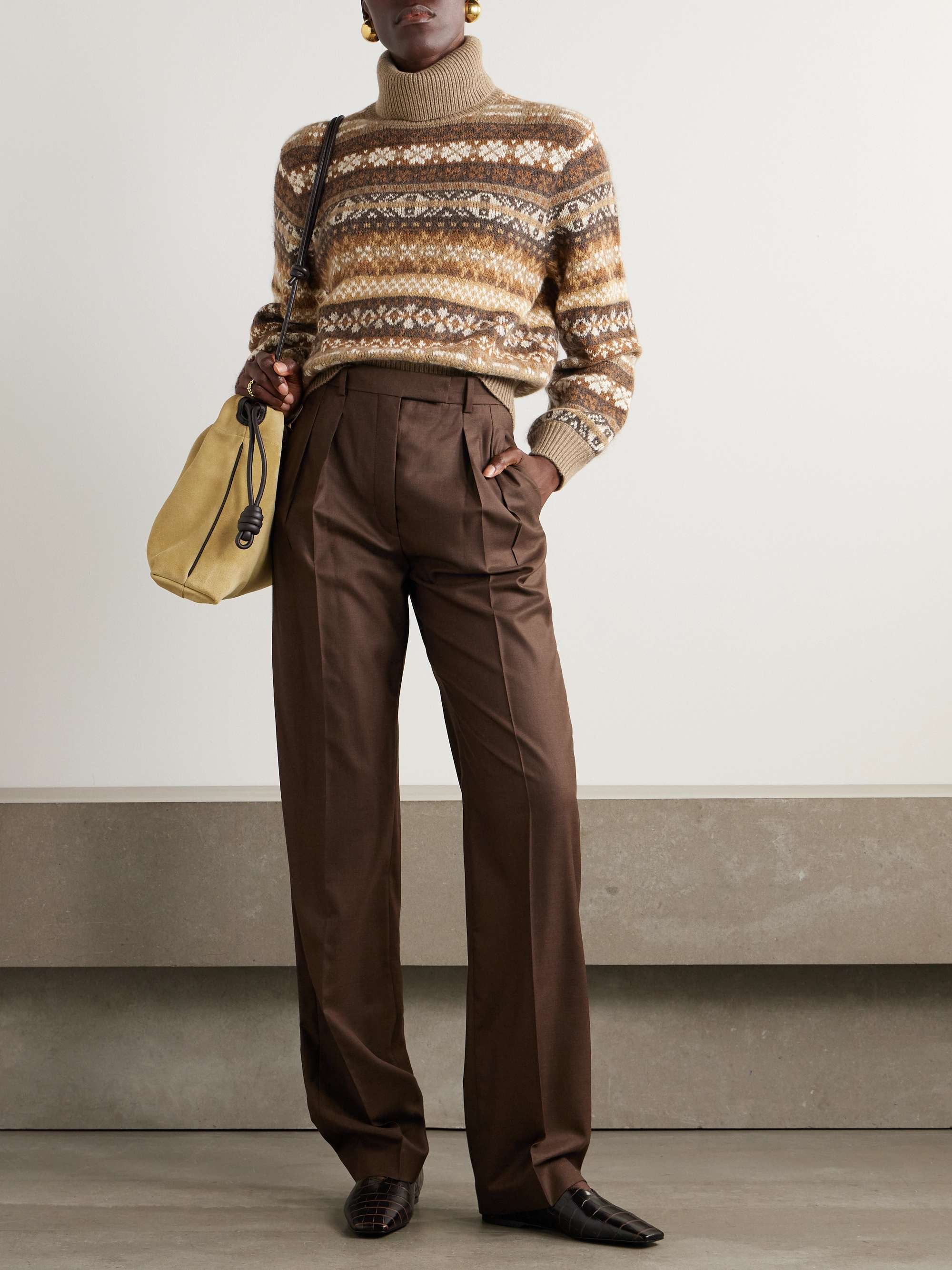 Scopello striped cashmere, alpaca and wool-blend jacquard turtleneck sweater view